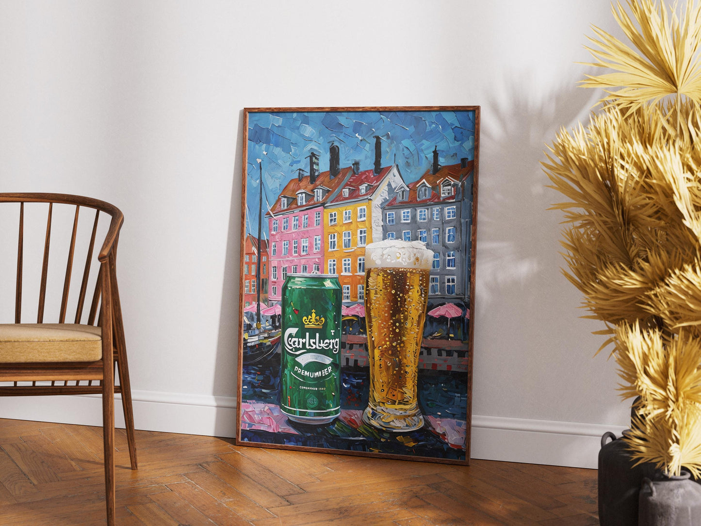 Carlsberg Beer Lover Gift Poster, Copenhagen Wall Art, Denmark Bar Decor, Unique Beer Painting for Man Cave or Dining Room