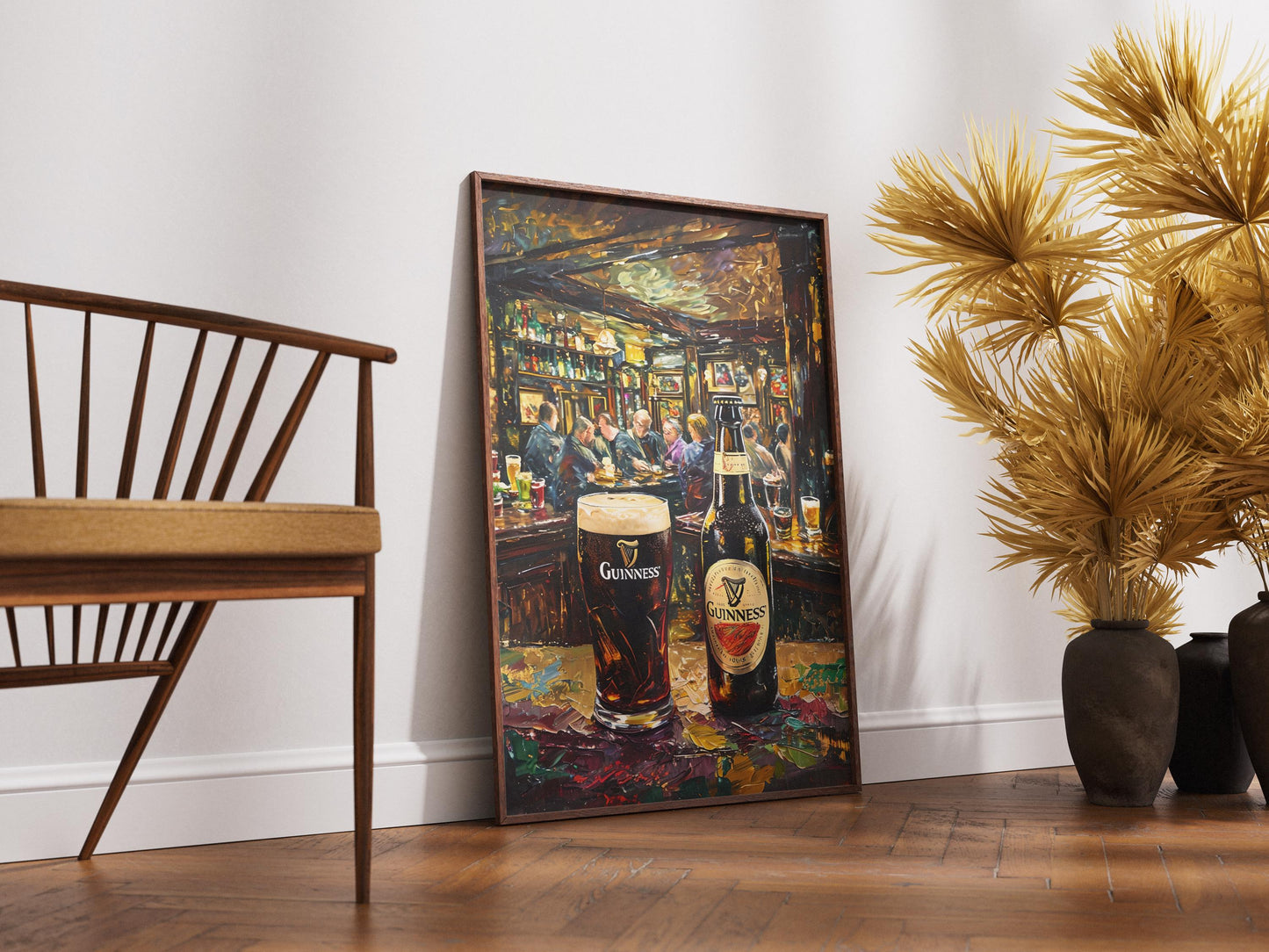 Guinness Pint And Bottle Impressionist Print, Irish Painting, Irish Beer Gift, Bar Art, Ireland Painting, Alcohol Art, Bar Beer, Beer Artist