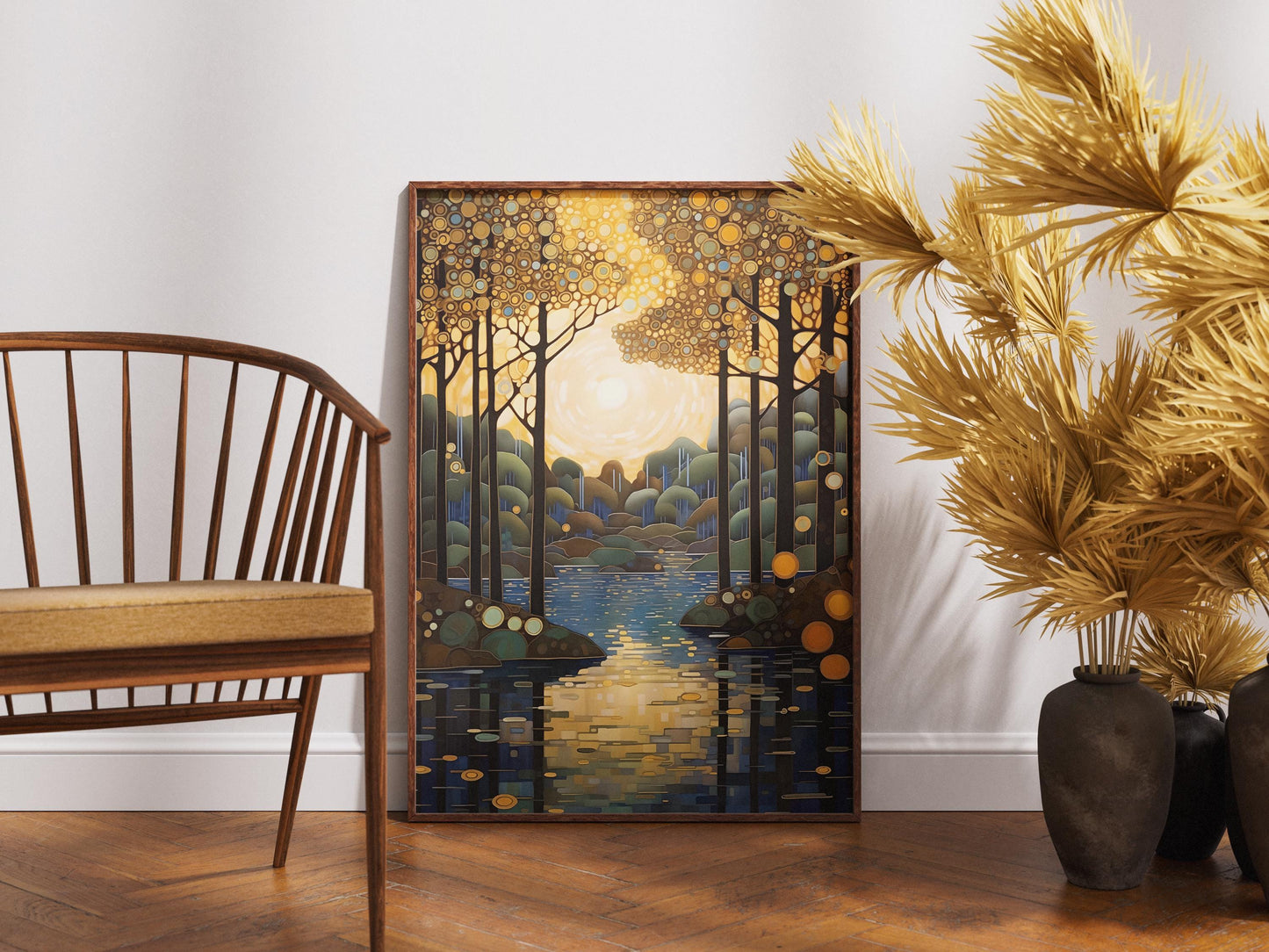 Gustav Klimt Print, Forest Floral Art, Klimt Exhibition Poster, Gold Wall Decor, Art Nouveau Painting, Museum Quality Unframed