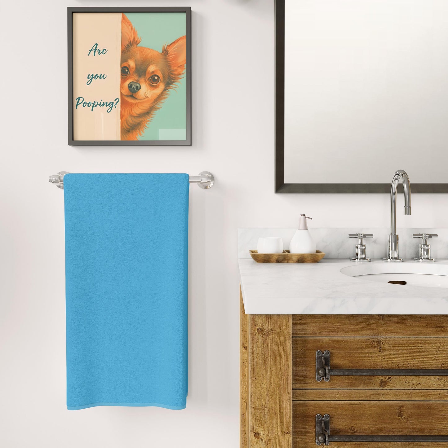 Are You Pooping? Funny Chihuahua Print, Dog Bathroom Art, Humorous Toilet Decor, Custom Pet Gift, Chihuahua Lover, Black & White Poster