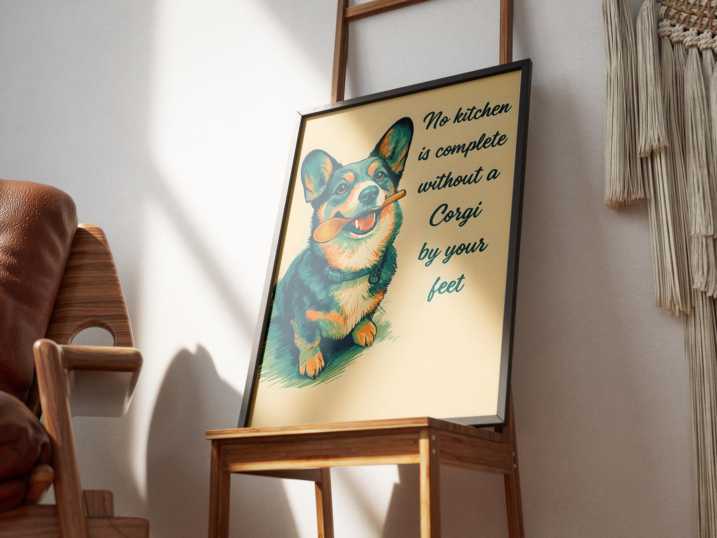No Kitchen Is Complete Without a Corgi Print, Funny Dog Kitchen Art, Corgi Wall Decor, Pet Lover Gift, Humorous Canine Poster