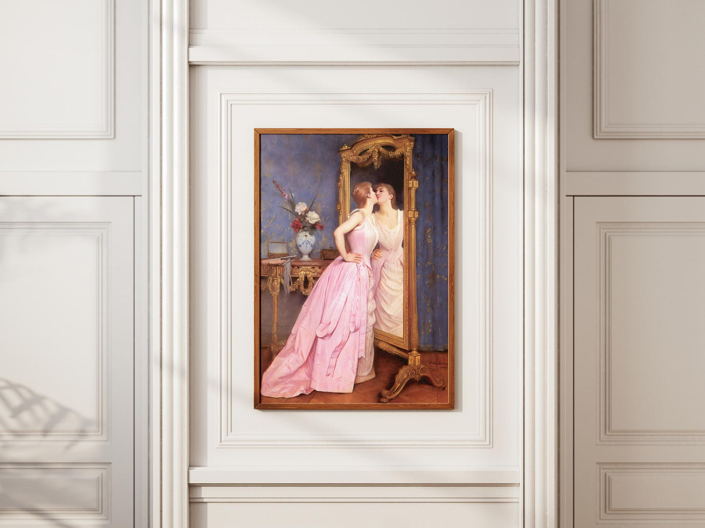 Vanity by Auguste Toulmouche Classic European art The fascination of Victorian women with their beauty and social status, Gift for friend