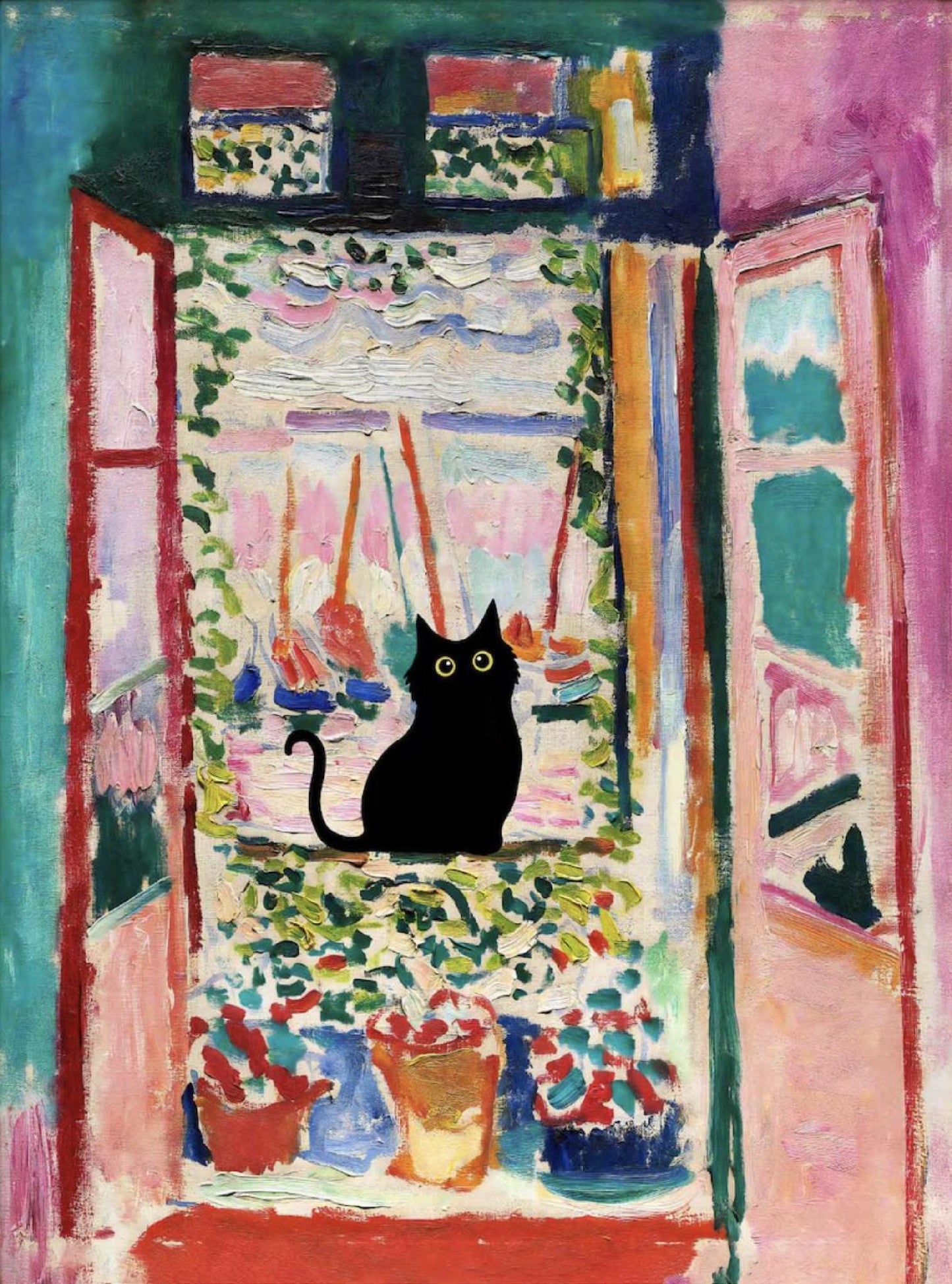 Funny Cat Painting Matisse Art Print – Black Cat Wall Decor, Unique Cat Gift for Cat Lovers