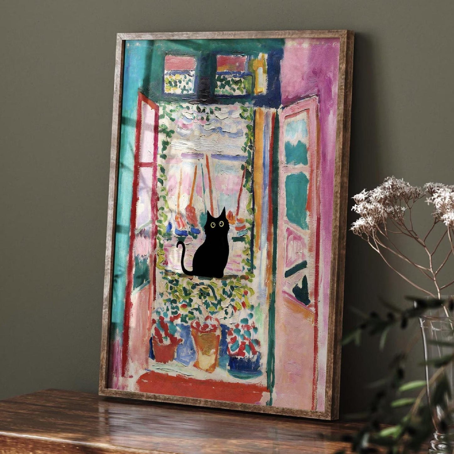 Funny Cat Painting Matisse Art Print – Black Cat Wall Decor, Unique Cat Gift for Cat Lovers