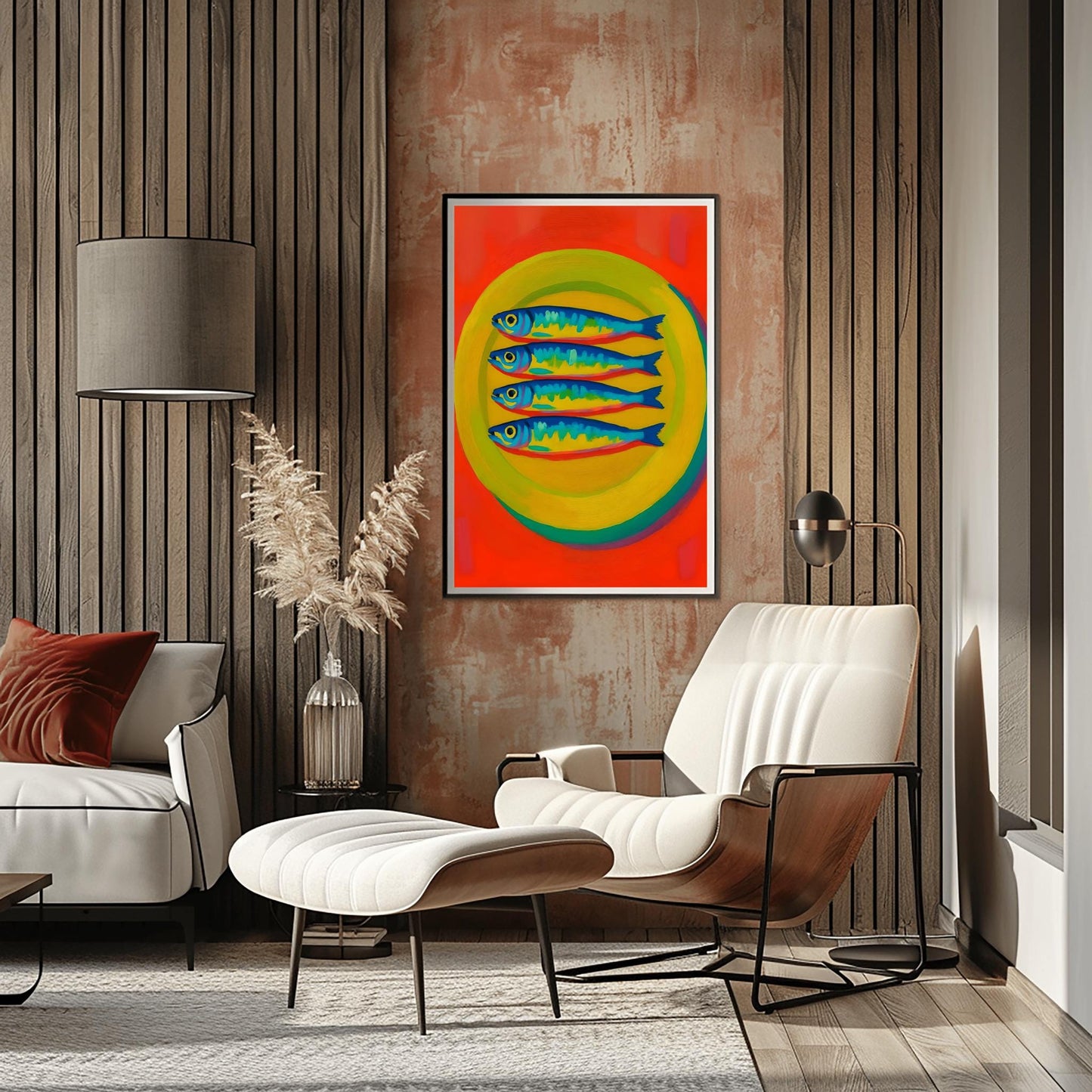 Sardine Oil Poster– Funky Fish Wall Art, Dopamine fish Decor, Oyster & Fisherman Aesthetic Print, Trendy Bathroom Prints, Fish Wall Art