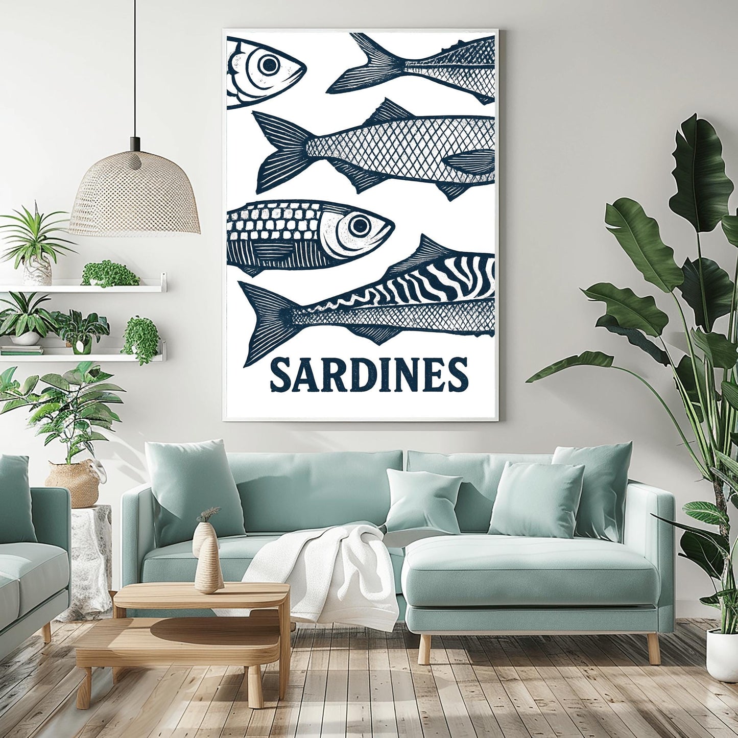 Sardines Poster, Retro Sardines Wall Art, Fish Print, Retro Kitchen print, Kitchen Wall Art, Fish Wall Art, Retro Decor, Kitchen Wall Art