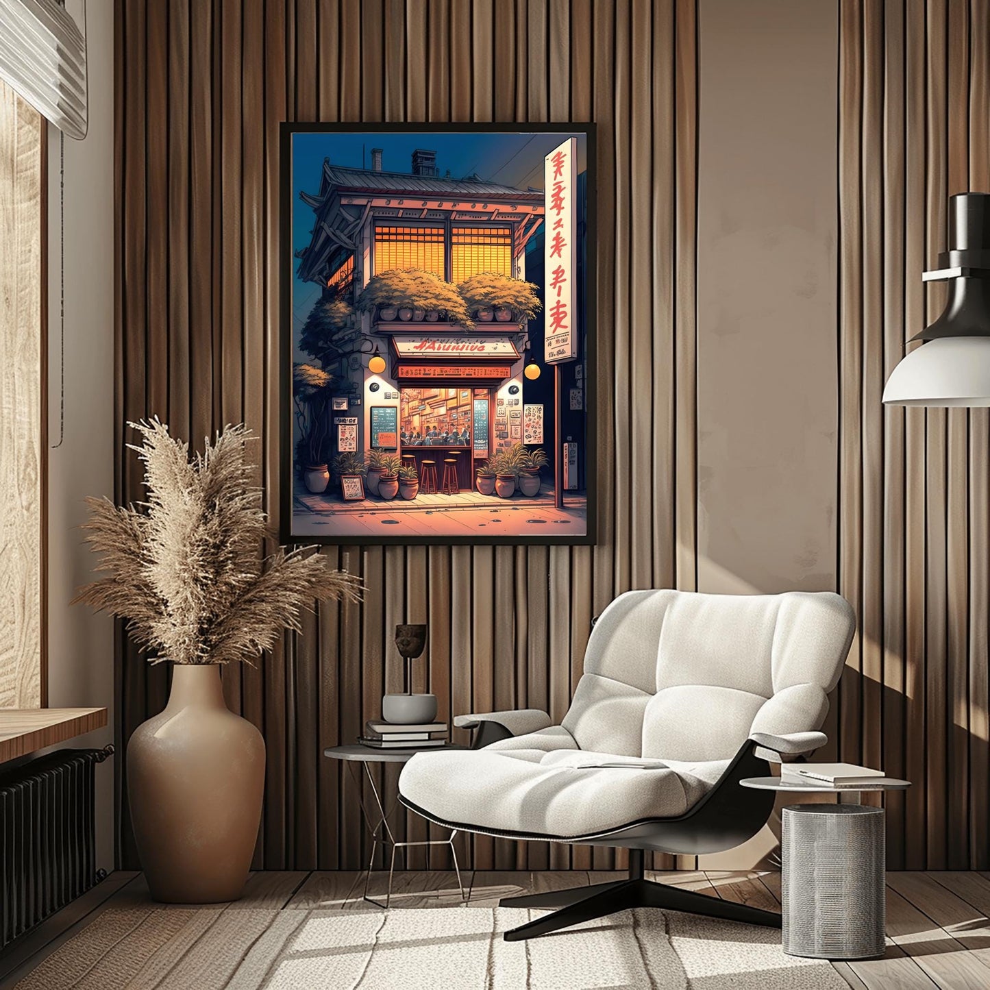 Anime House Poster – Evening Ramen Shop Japanese Print, Modern Tokyo Art, Home Decor, Wall Art, All Sizes, Gift