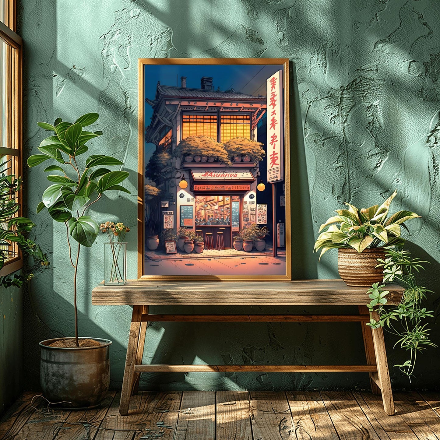 Anime House Poster – Evening Ramen Shop Japanese Print, Modern Tokyo Art, Home Decor, Wall Art, All Sizes, Gift