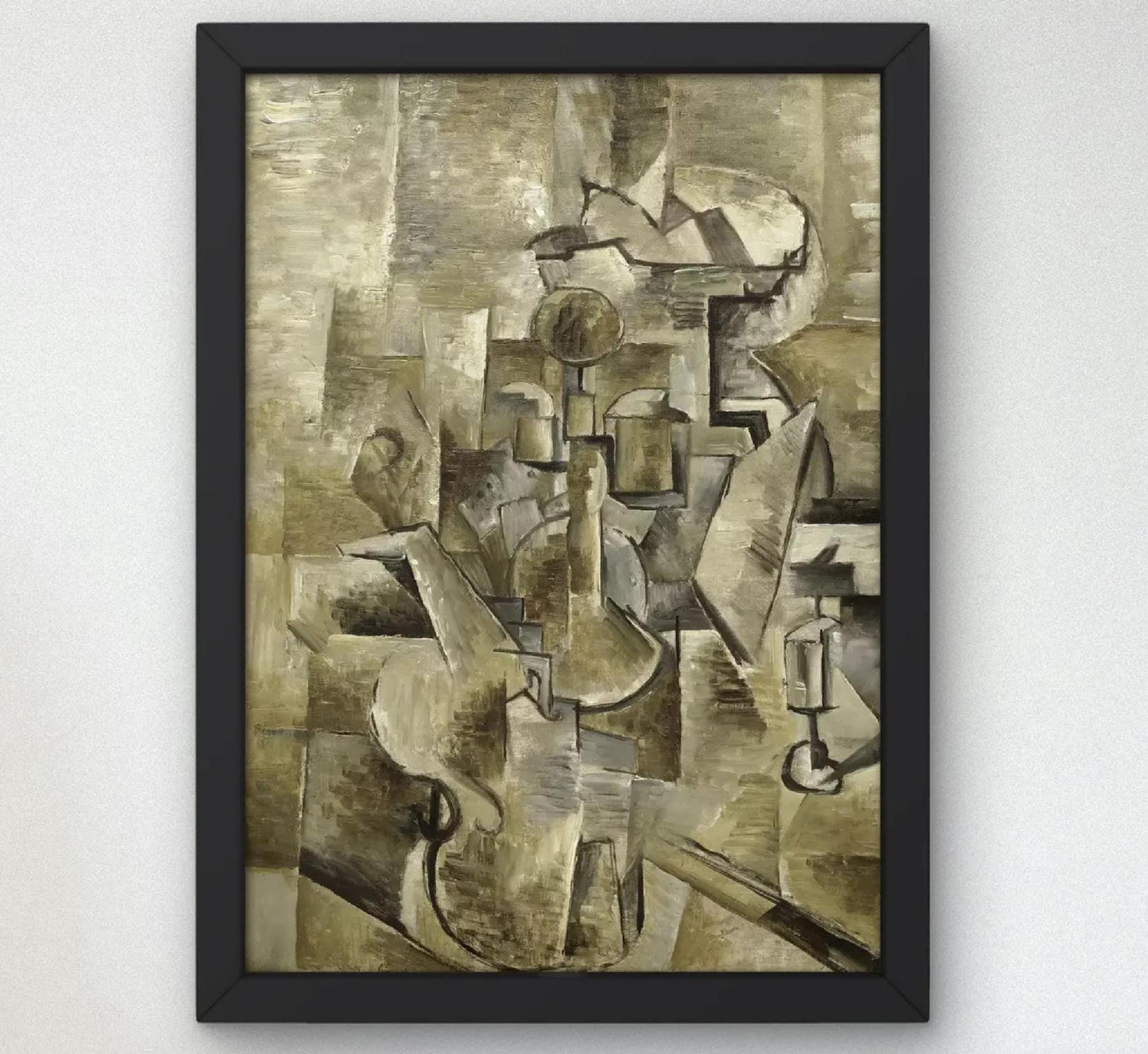 Violin and Candlestick Art Print by Georges Braque 1910, Museum Quality Oil Painting Reproduction, Wall Decor, Housewarming Gift