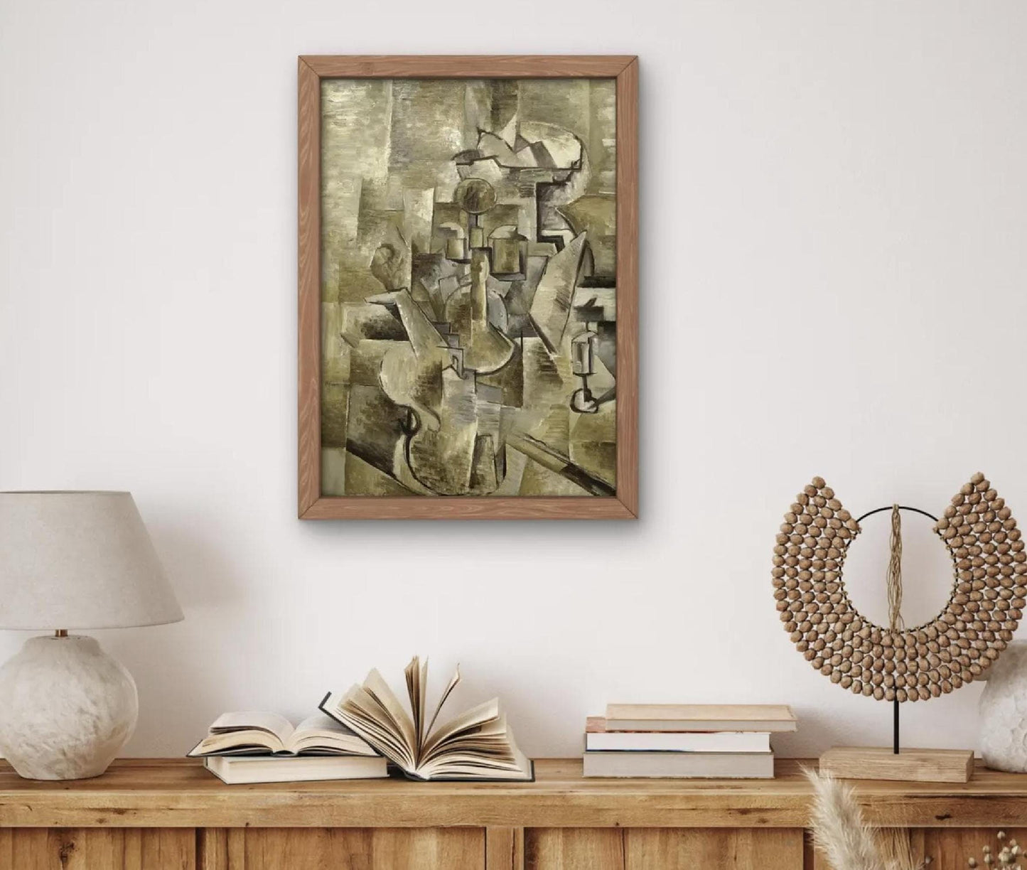Violin and Candlestick Art Print by Georges Braque 1910, Museum Quality Oil Painting Reproduction, Wall Decor, Housewarming Gift