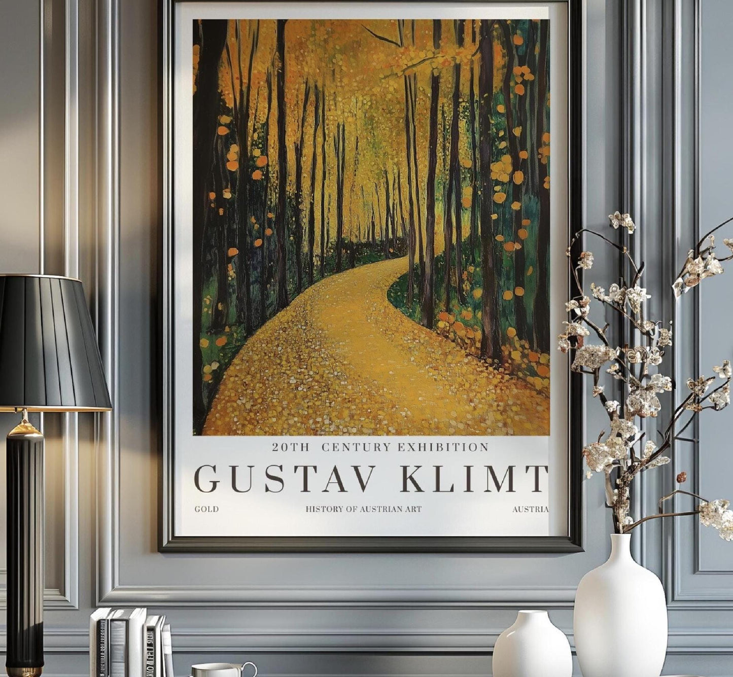 Gustav Klimt Moon Night Print, Klimt Wall Art Poster, Celestial Home Decor, Mystical Art Nouveau, Unframed Gold Art Lover Gift