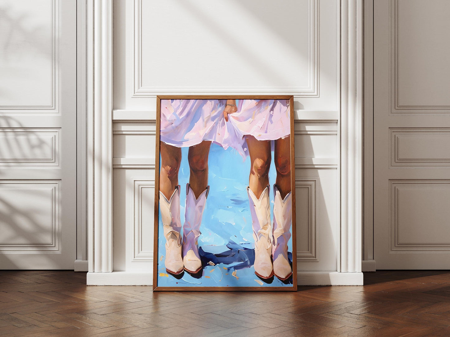 Cowgirl Boot Print Retro Western Art | Trendy Wall Decor for Dorm, Home & Apartment