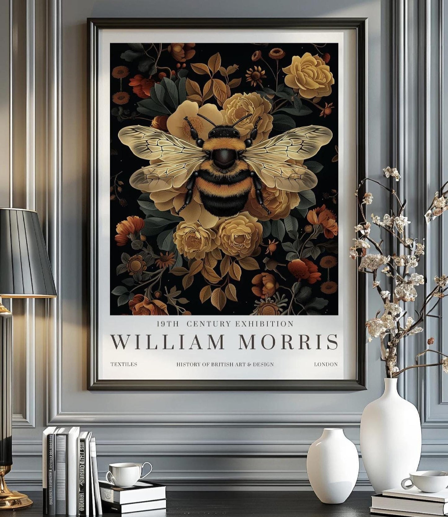 William Morris Print Vintage Wall Art Poster Bumble Bee Textiles Art Exhibition Vintage Poster