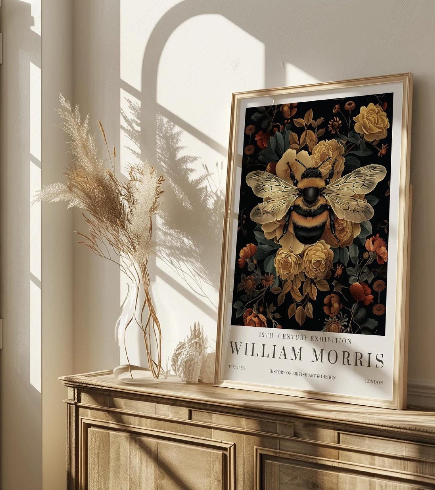 William Morris Print Vintage Wall Art Poster Bumble Bee Textiles Art Exhibition Vintage Poster