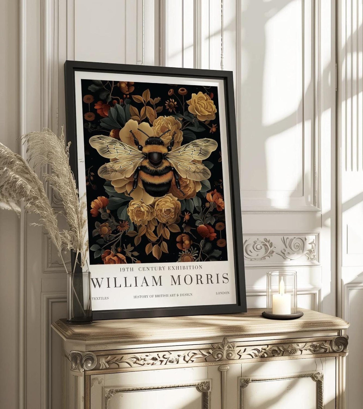 William Morris Print Vintage Wall Art Poster Bumble Bee Textiles Art Exhibition Vintage Poster