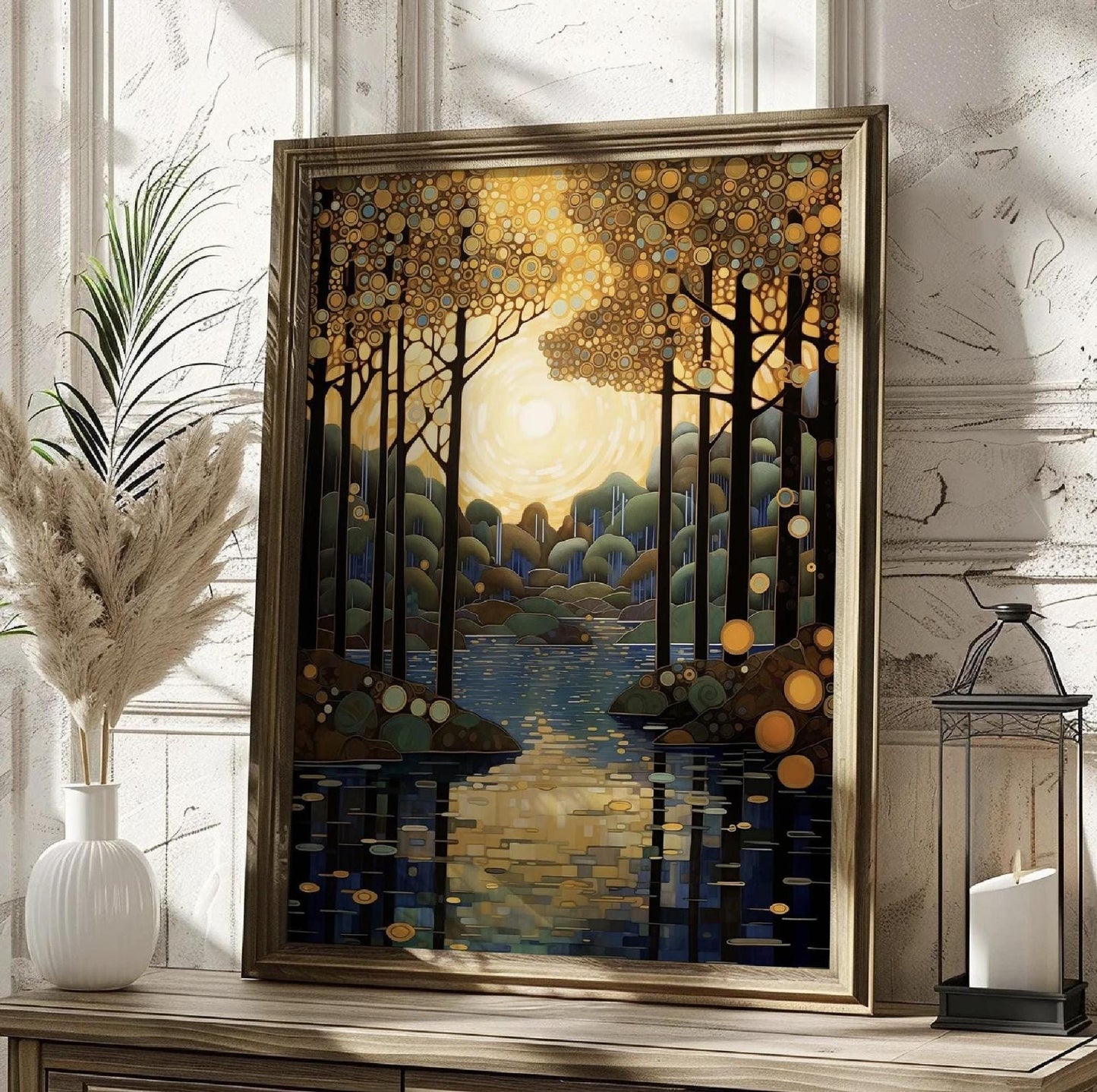 Gustav Klimt Print, Forest Floral Art, Klimt Exhibition Poster, Gold Wall Decor, Art Nouveau Painting, Museum Quality Unframed