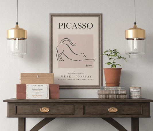 Picasso The Cat Vintage Line Art Poster – Minimalist Exhibition Print (view 2)