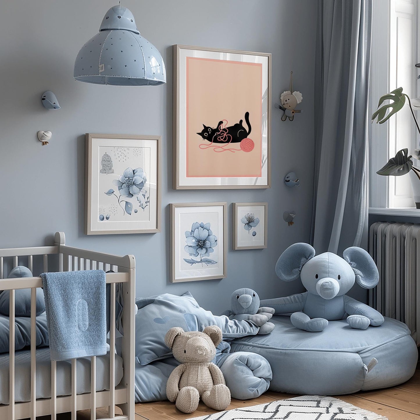 Pink Wall Art Black Cat Print, Funny Cat Meme Posters, Animal Prints Baby Room Decor, Minimalist Aesthetic Poster for Kids, Cat Lover Gift