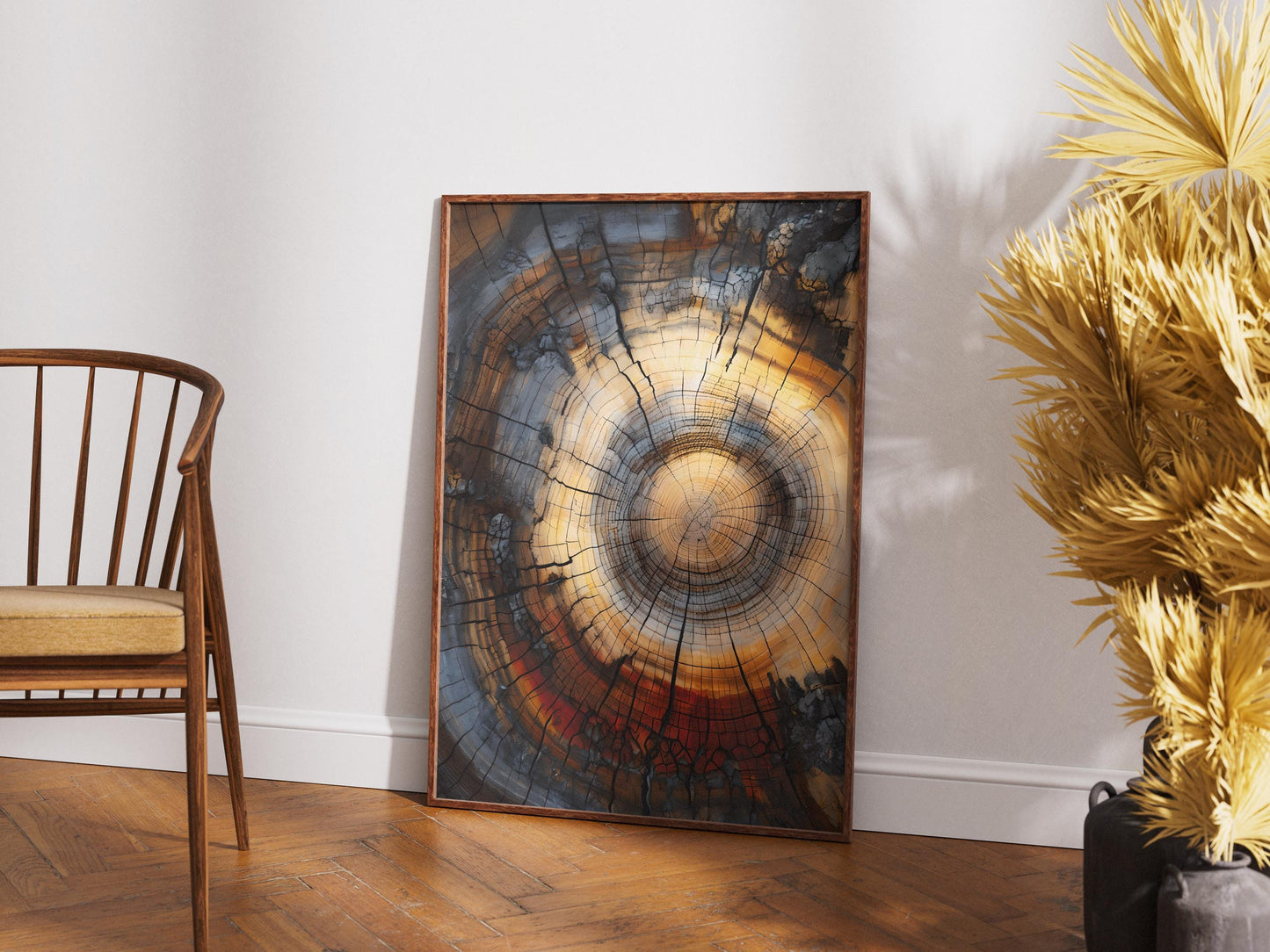 Tree Rings Wall Art Abstract - Modern Minimalist Farmhouse Decor Poster Print