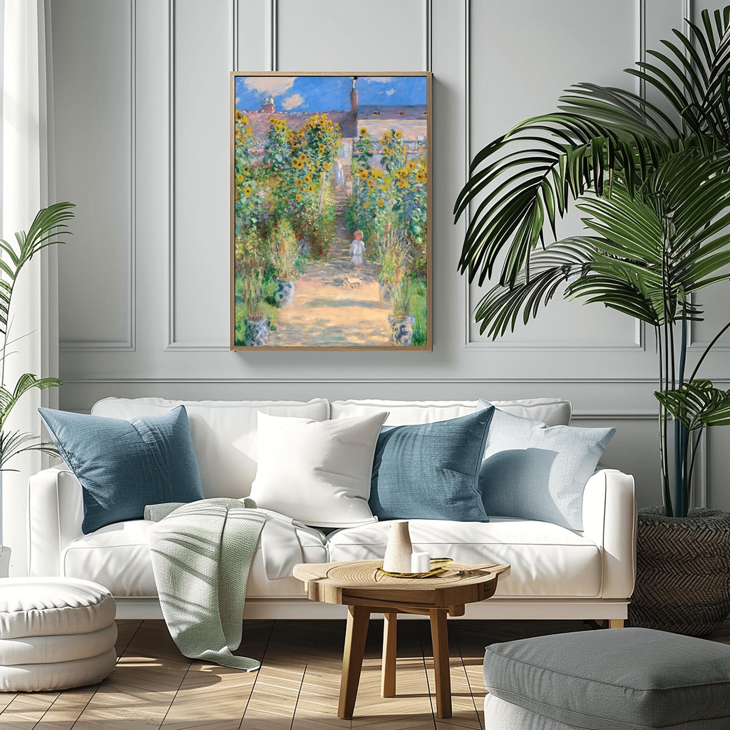 Claude Monet Garden at Vetheuil | Impressionist Landscape Painting | Garden Print | Sunflower Print | Monet Wall Art | Poster Print