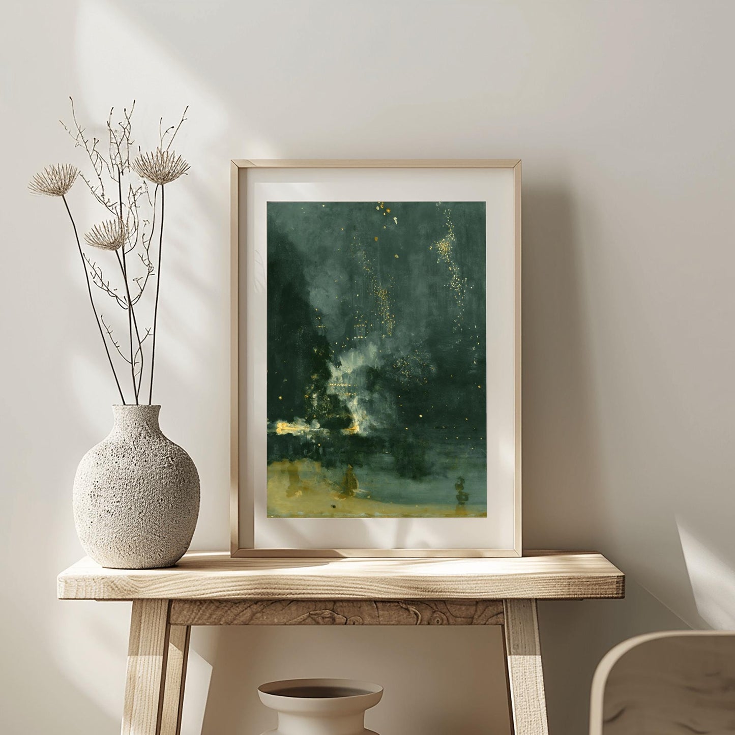 Nocturne Black & Gold, Falling Rocket by James McNeill Whistler, Whistler Art, Abstract Landscape, Poster Print, Wall Art, Moody Dark Decor