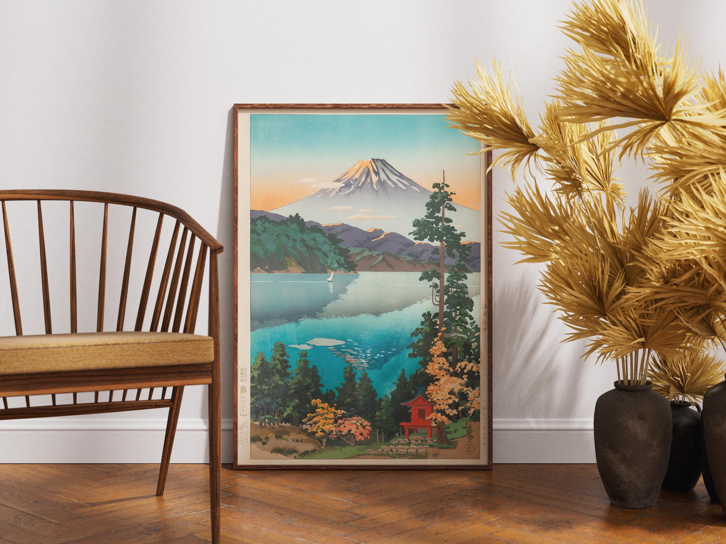 Mount Fuji Woodblock Print Ukiyo-e Art | Serene Japanese Lake Landscape | Traditional Asian Wall Decor Gift by Tsuchiya Koitsu