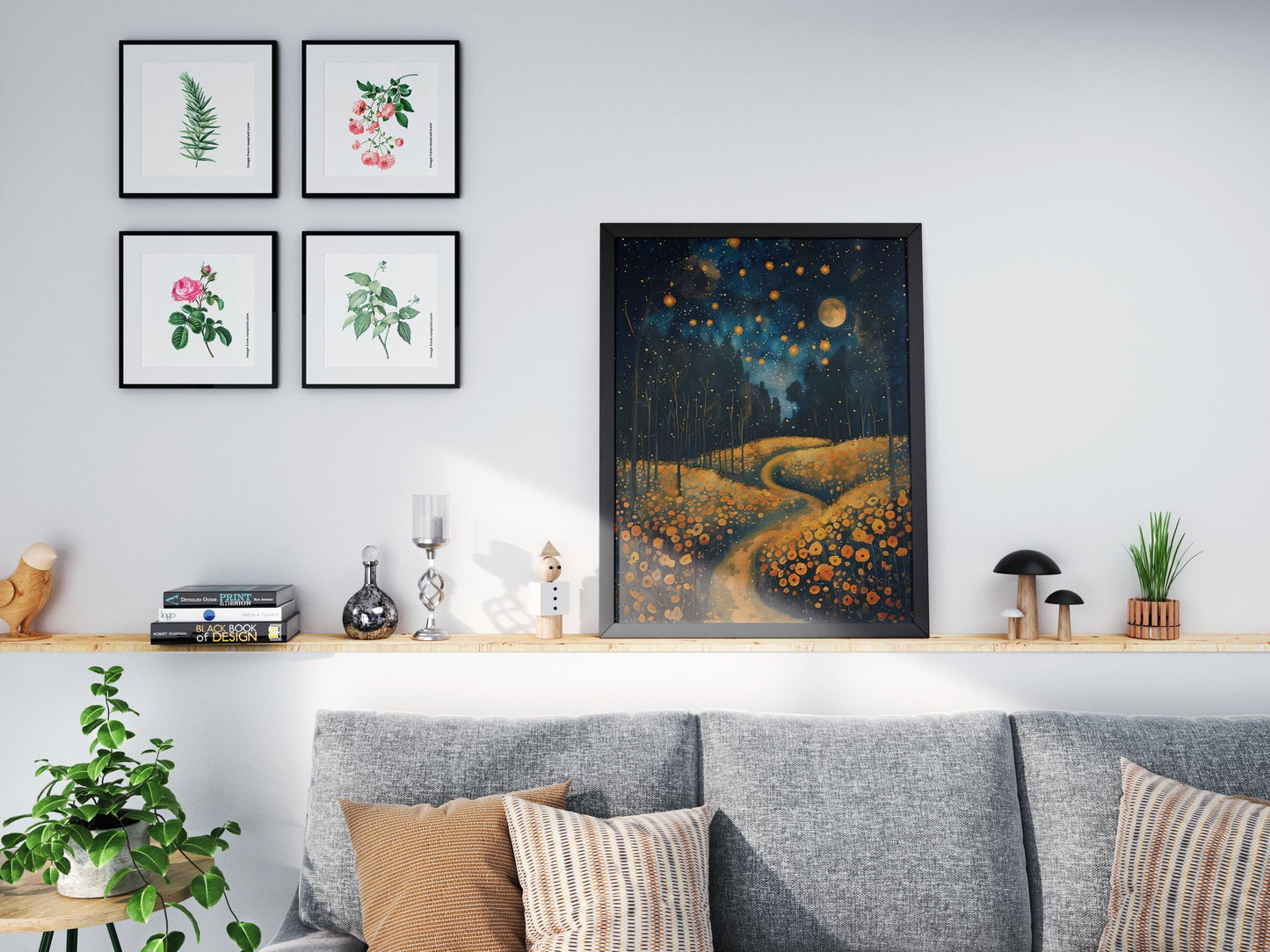 Gustav Klimt Print Moon Night Print Poster, Moon & Stars Tree Art, Premium Matte Paper, Klimt Exhibition Wall Decor, Fine Art Print
