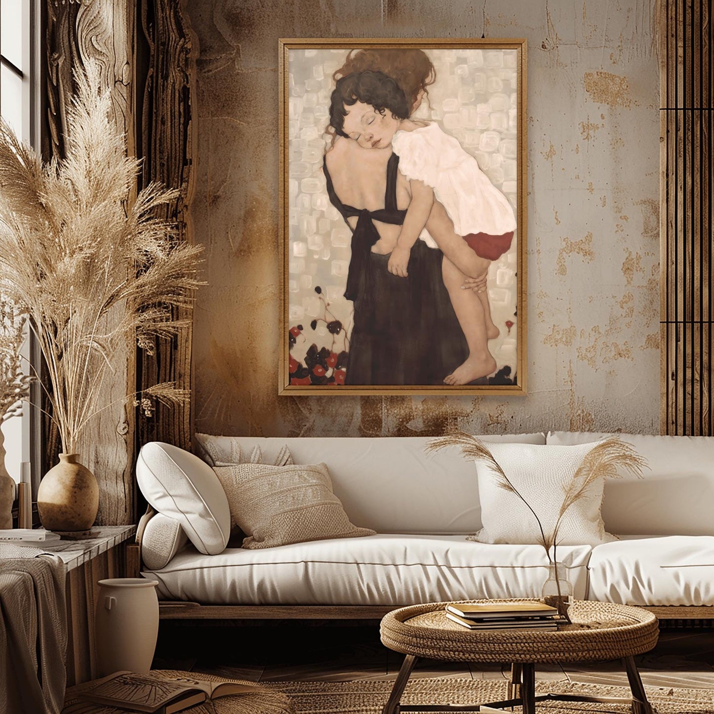 Gustav Klimt Mother and Child Canvas, Mother and Child Print, Gustav Klimt Poster, Canvas Wall Art, Gift for Wife, Gift for Mom