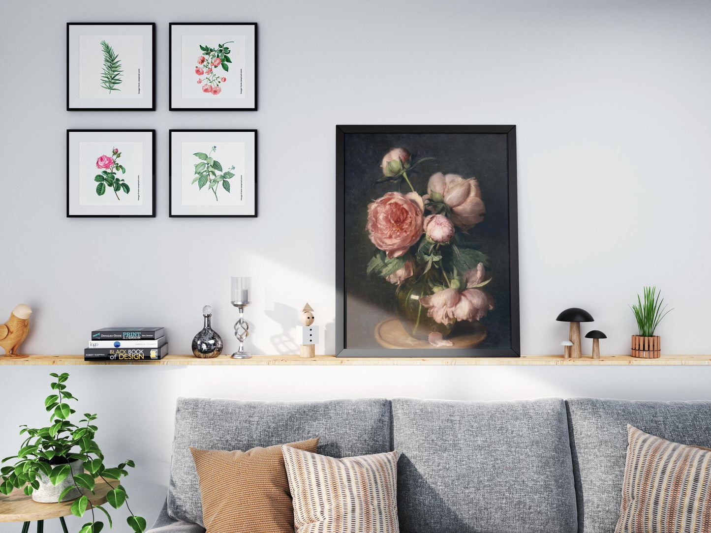 Moody Pink Peonies Painting Print | Vintage Floral Print | Flower Art | Poster Print | Giclée Print | Fine Art Print | Large Wall Art Print