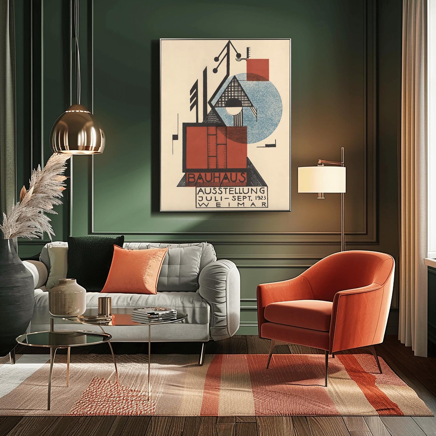 Bauhaus Poster Set Mid Century Modern Wall Art Print, Minimalist Abstract Geometric Decor
