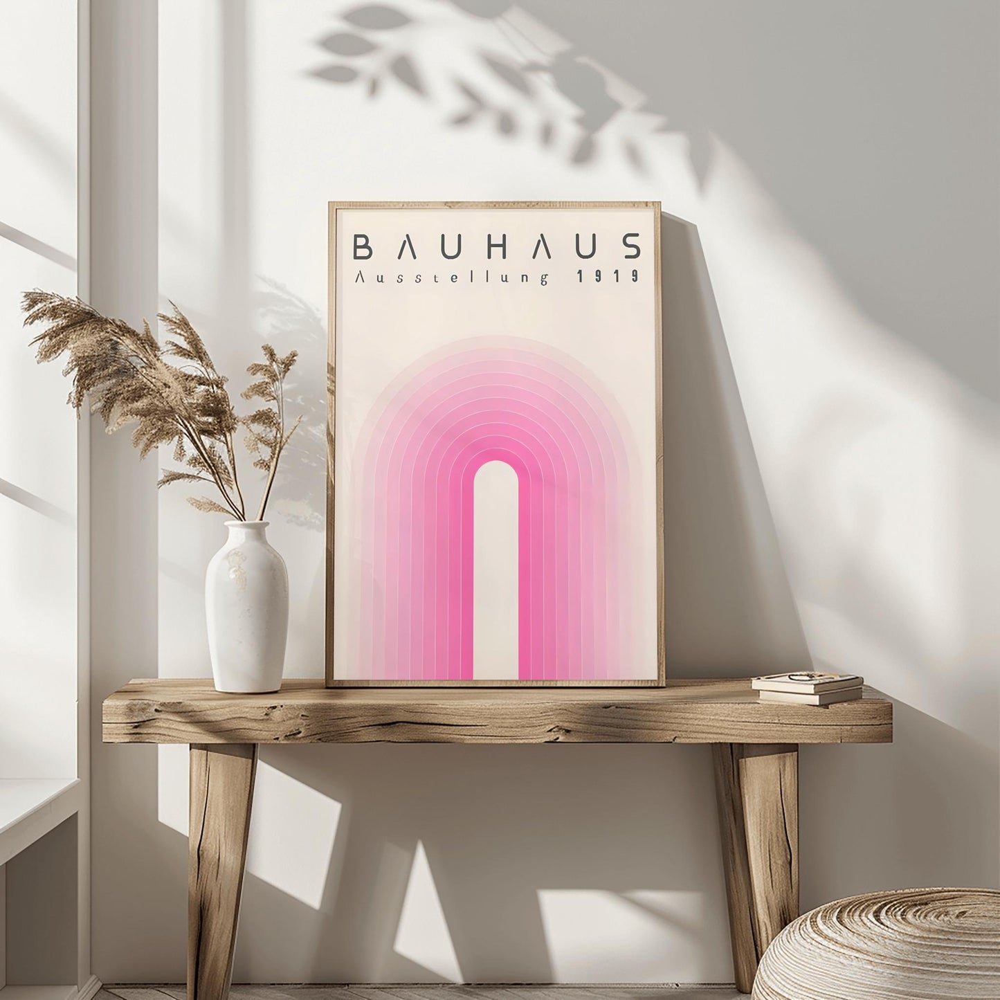 Pink Bauhaus Exhibition Poster, Bauhaus Ausstellung Art Print, Geometric Art Print, Minimalist Wall Decor, Mid Century Modern Wall Art