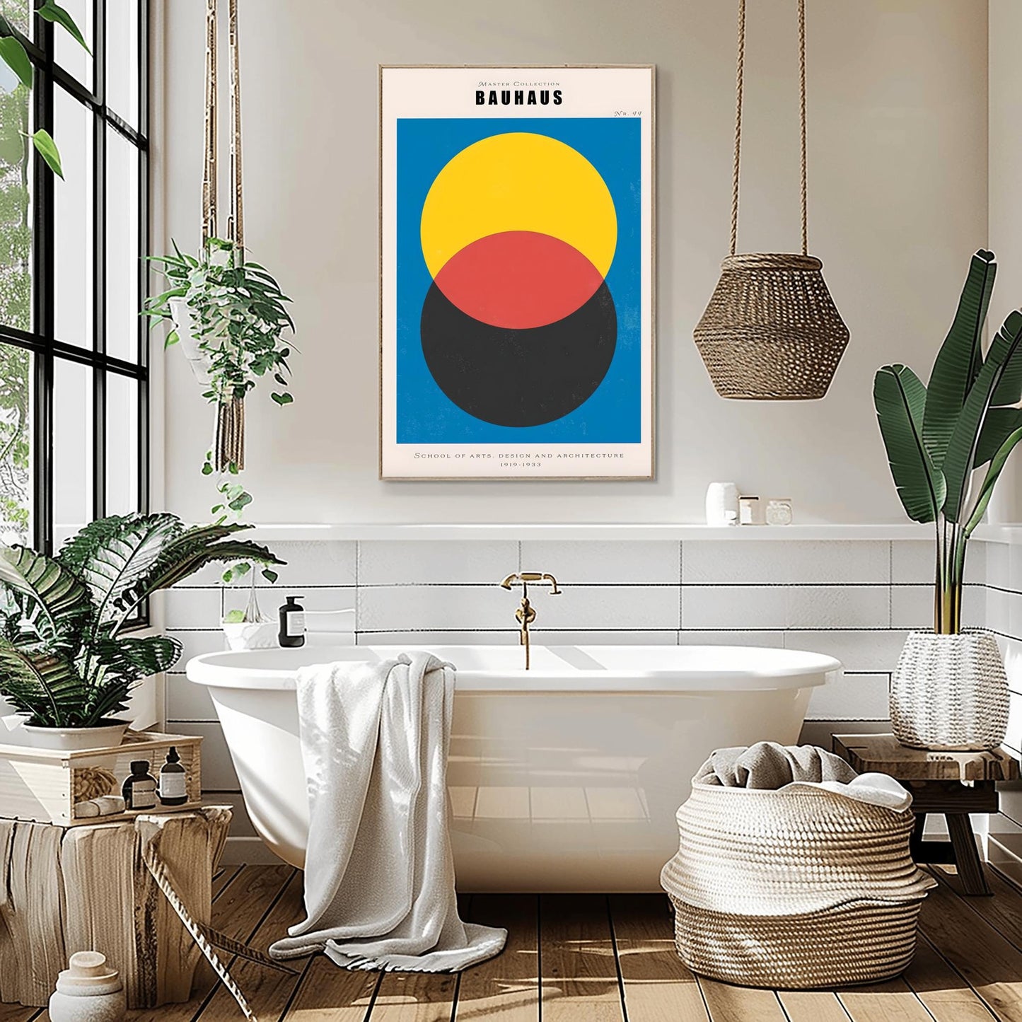 Colorful Bauhaus Poster | Overlapping Circles Art Print | Mid Century Modern Wall Art | Abstract Geometric Design | School of Arts Decor