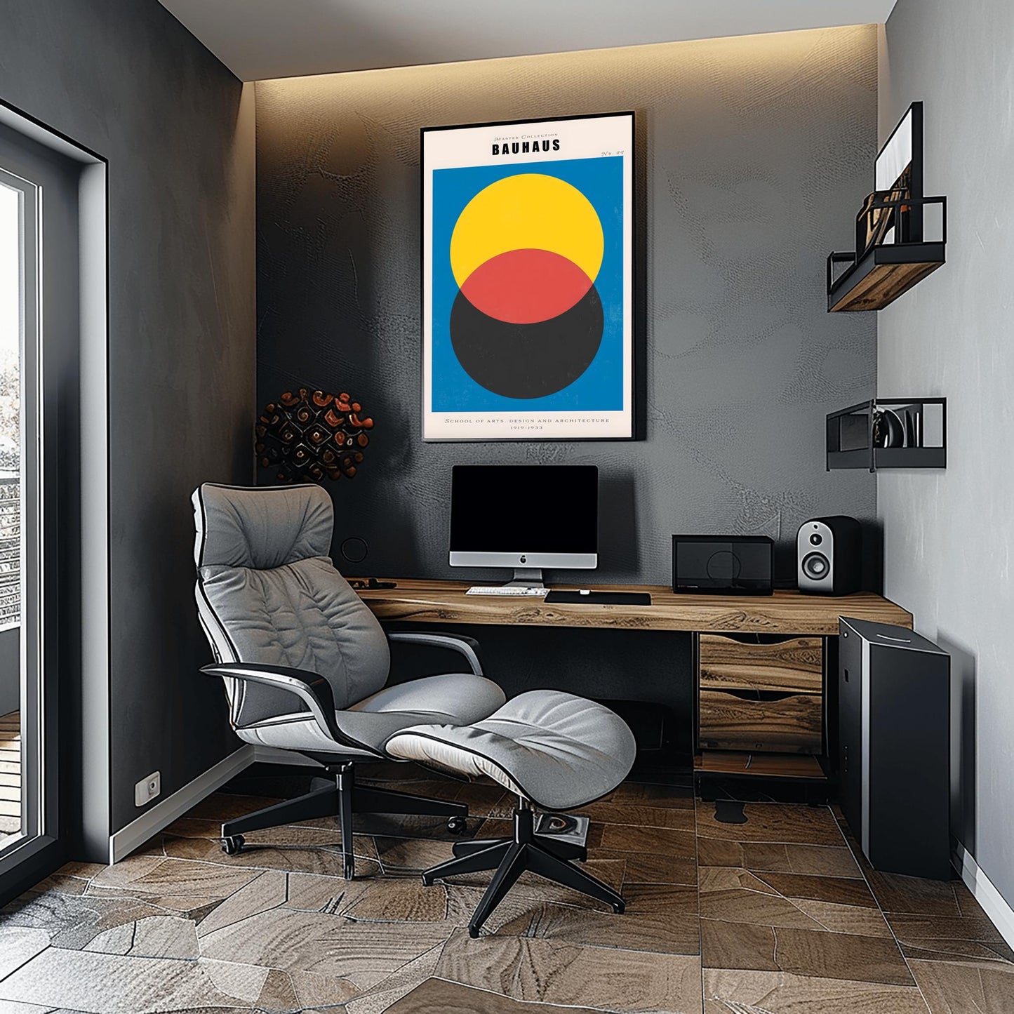 Colorful Bauhaus Poster | Overlapping Circles Art Print | Mid Century Modern Wall Art | Abstract Geometric Design | School of Arts Decor