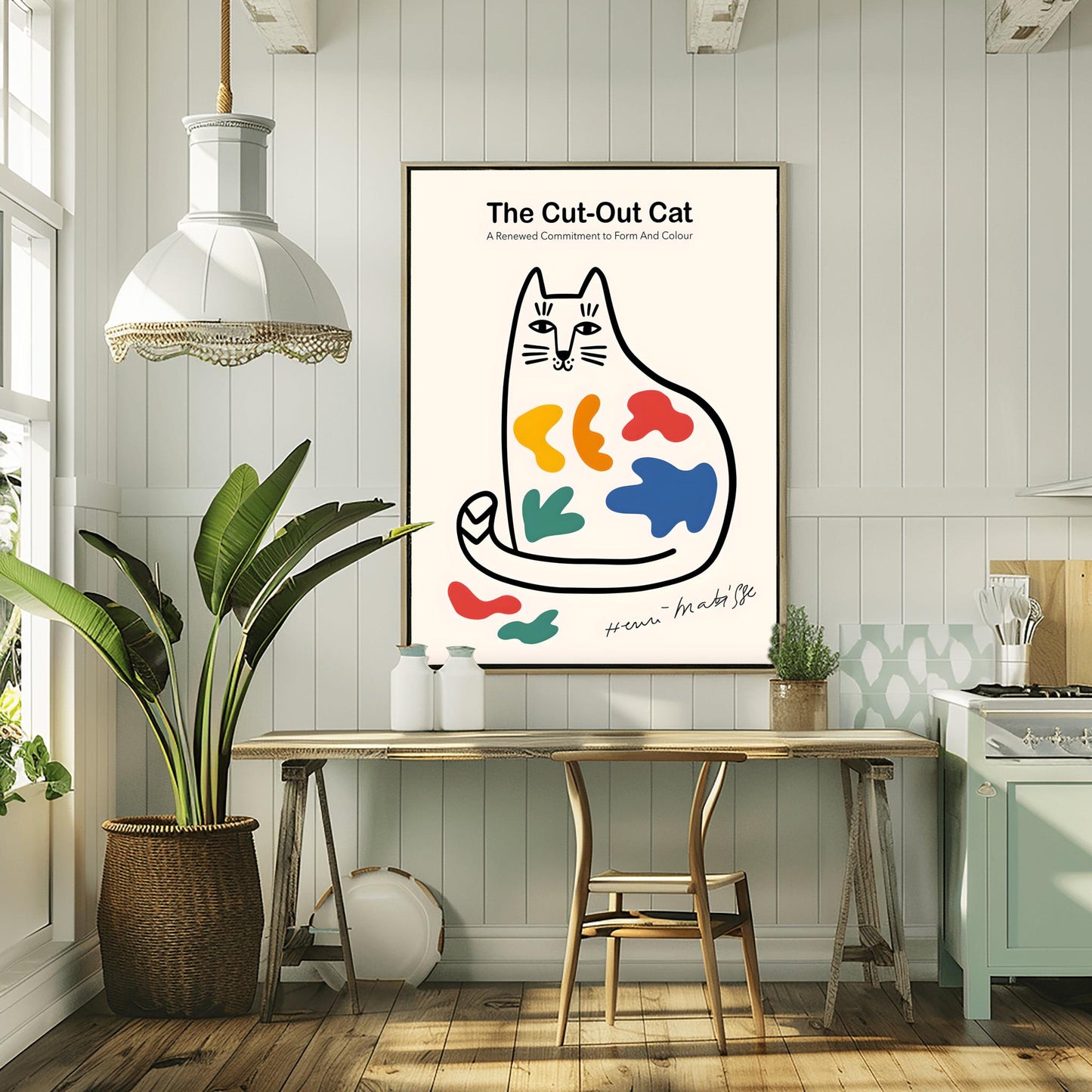 Matisse Cut Out Cat Print | Abstract Animal Art | Henri Matisse Poster | Modernist Home Decor | Colorful Mid Century Wall Art