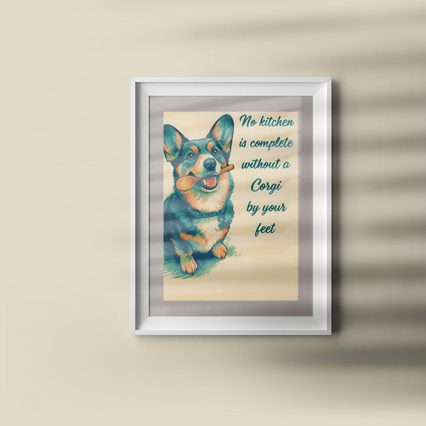 No Kitchen Is Complete Without a Corgi Print, Funny Dog Kitchen Art, Corgi Wall Decor, Pet Lover Gift, Humorous Canine Poster