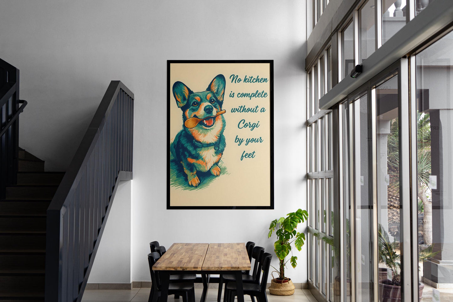 No Kitchen Is Complete Without a Corgi Print, Funny Dog Kitchen Art, Corgi Wall Decor, Pet Lover Gift, Humorous Canine Poster