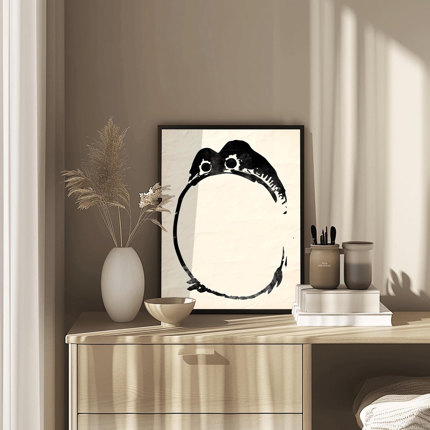 Matsumoto Hoji Zen Frog Art Print | Traditional Japanese Sumi-e | Minimalist Black Ink Frog Poster