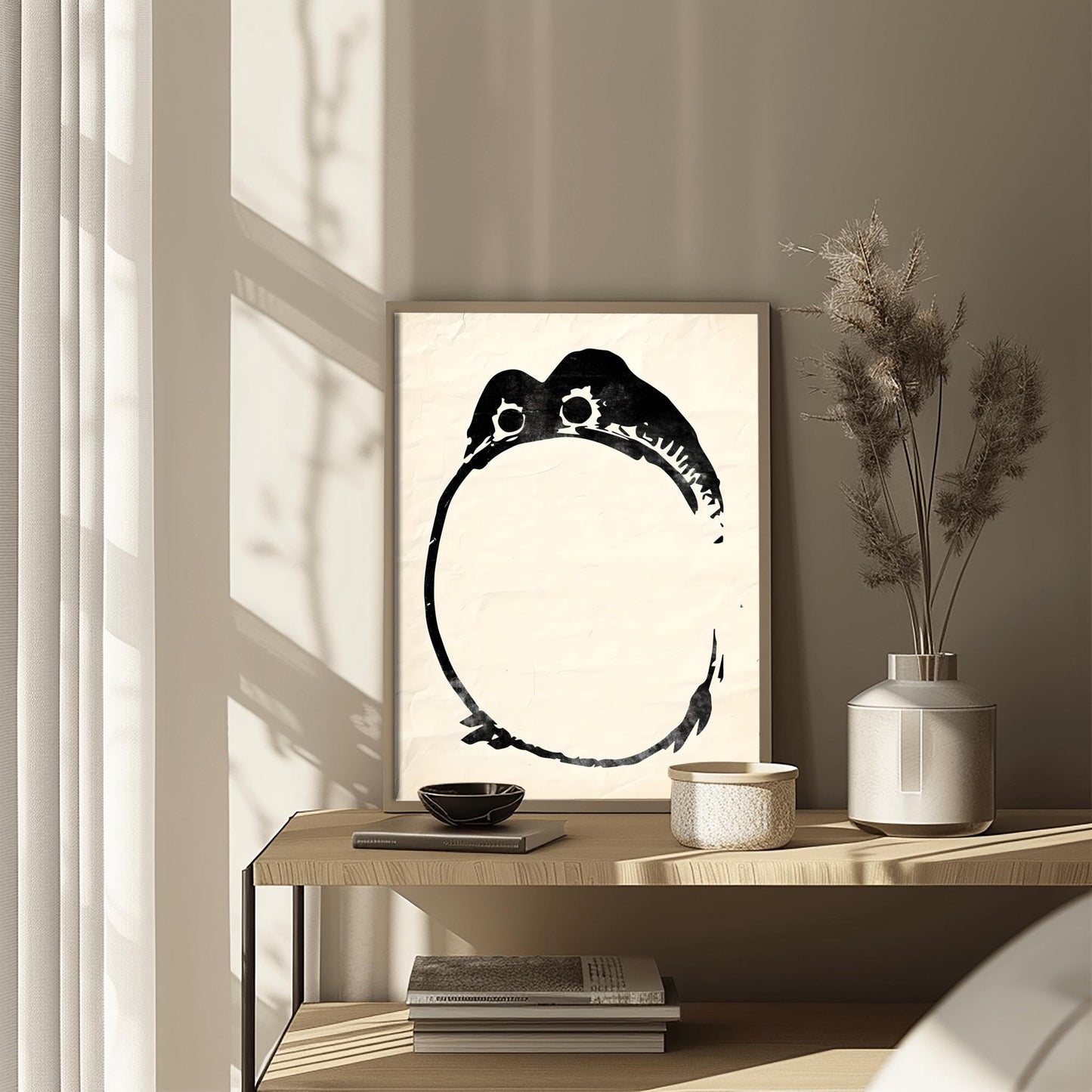 Matsumoto Hoji Zen Frog Art Print | Traditional Japanese Sumi-e | Minimalist Black Ink Frog Poster