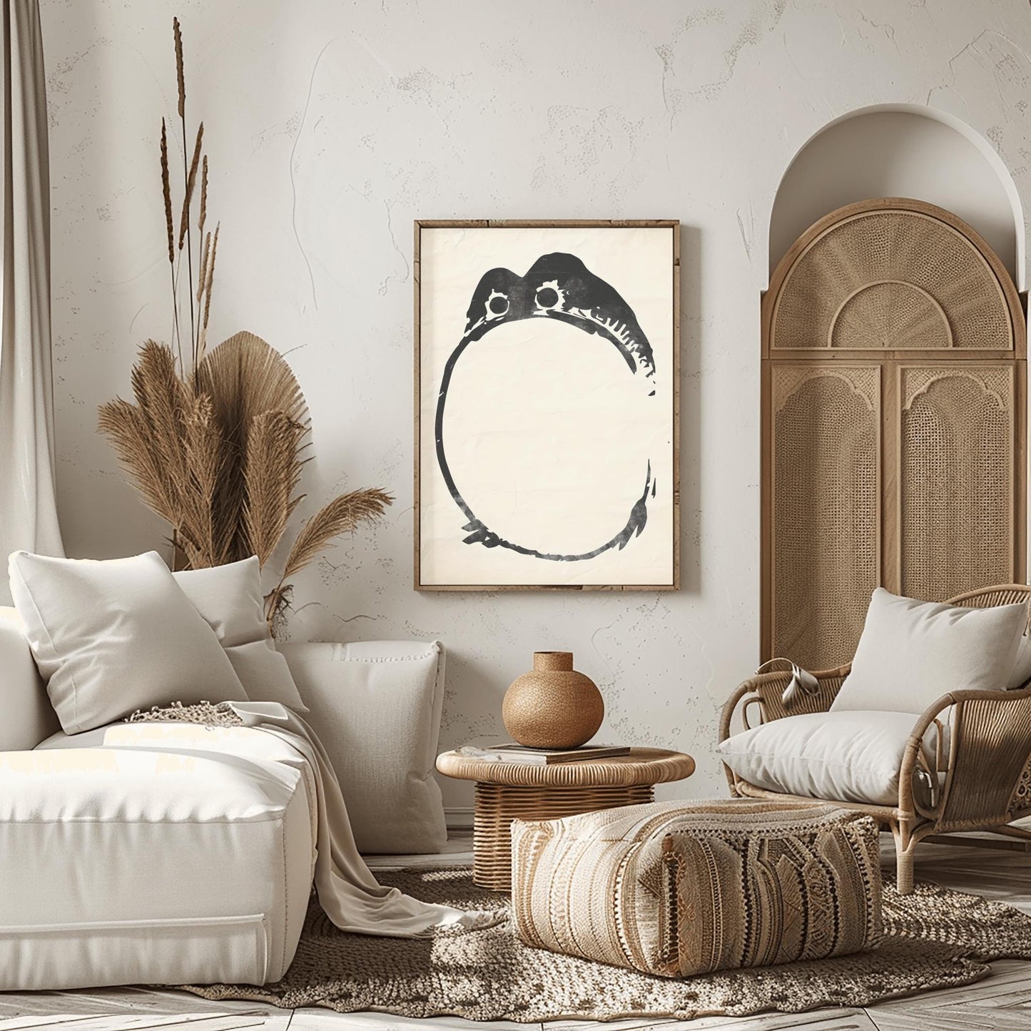 Matsumoto Hoji Zen Frog Art Print | Traditional Japanese Sumi-e | Minimalist Black Ink Frog Poster