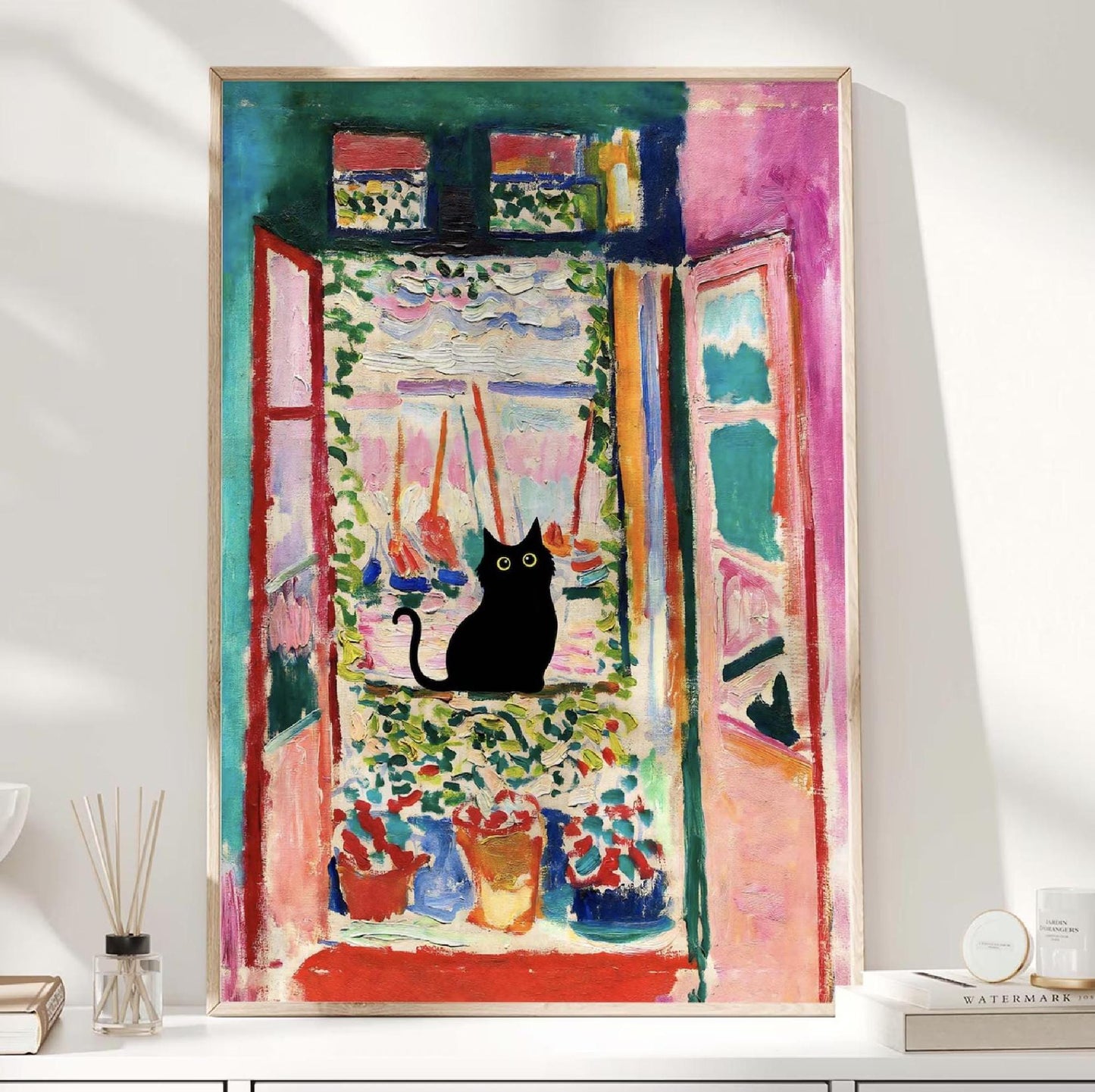 Funny Cat Painting Matisse Art Print – Black Cat Wall Decor, Unique Cat Gift for Cat Lovers