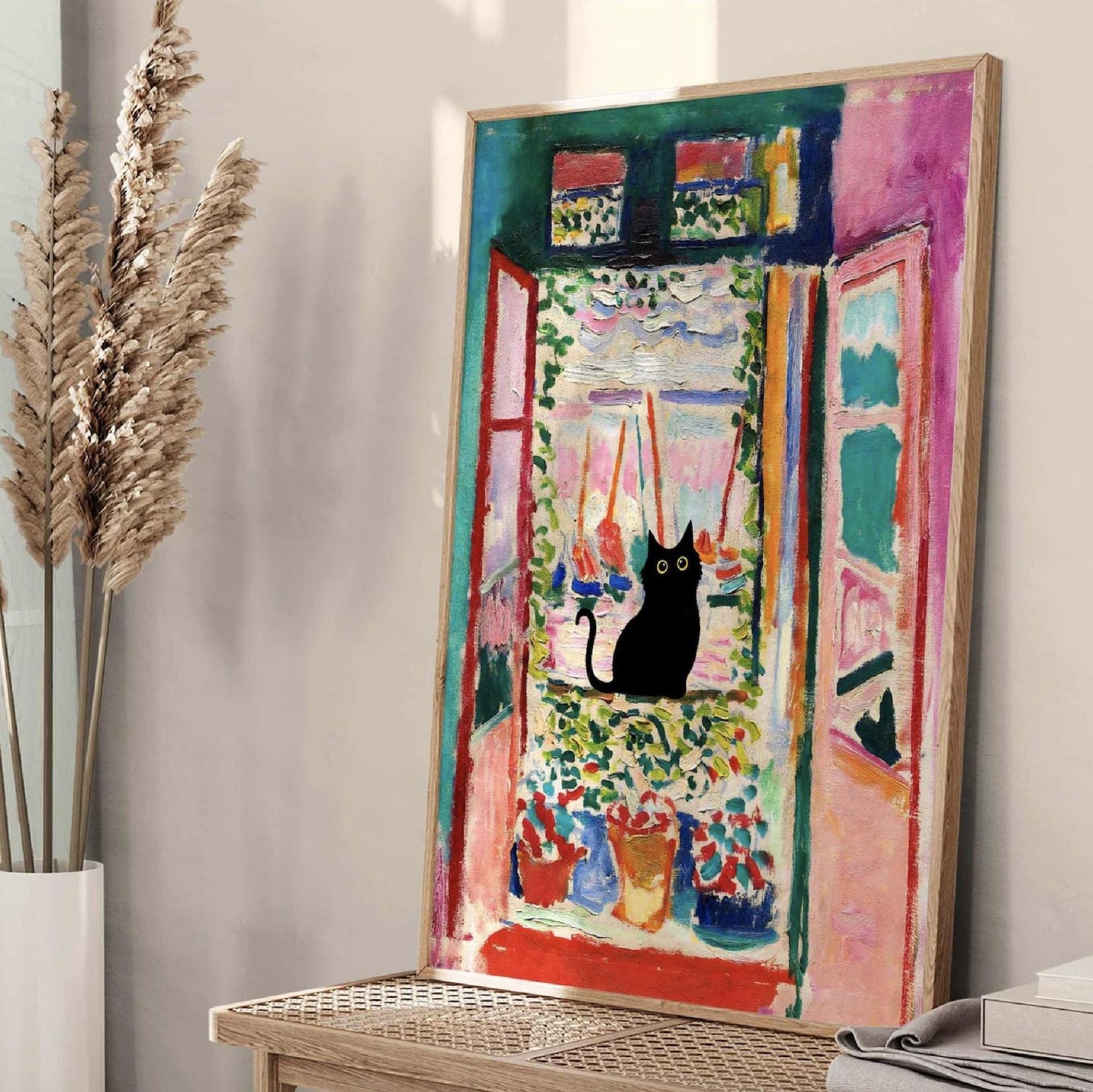 Funny Cat Painting Matisse Art Print – Black Cat Wall Decor, Unique Cat Gift for Cat Lovers