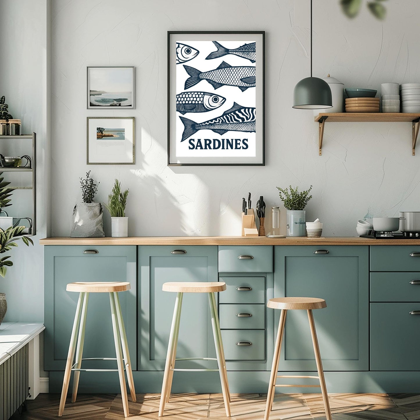 Sardines Poster, Retro Sardines Wall Art, Fish Print, Retro Kitchen print, Kitchen Wall Art, Fish Wall Art, Retro Decor, Kitchen Wall Art