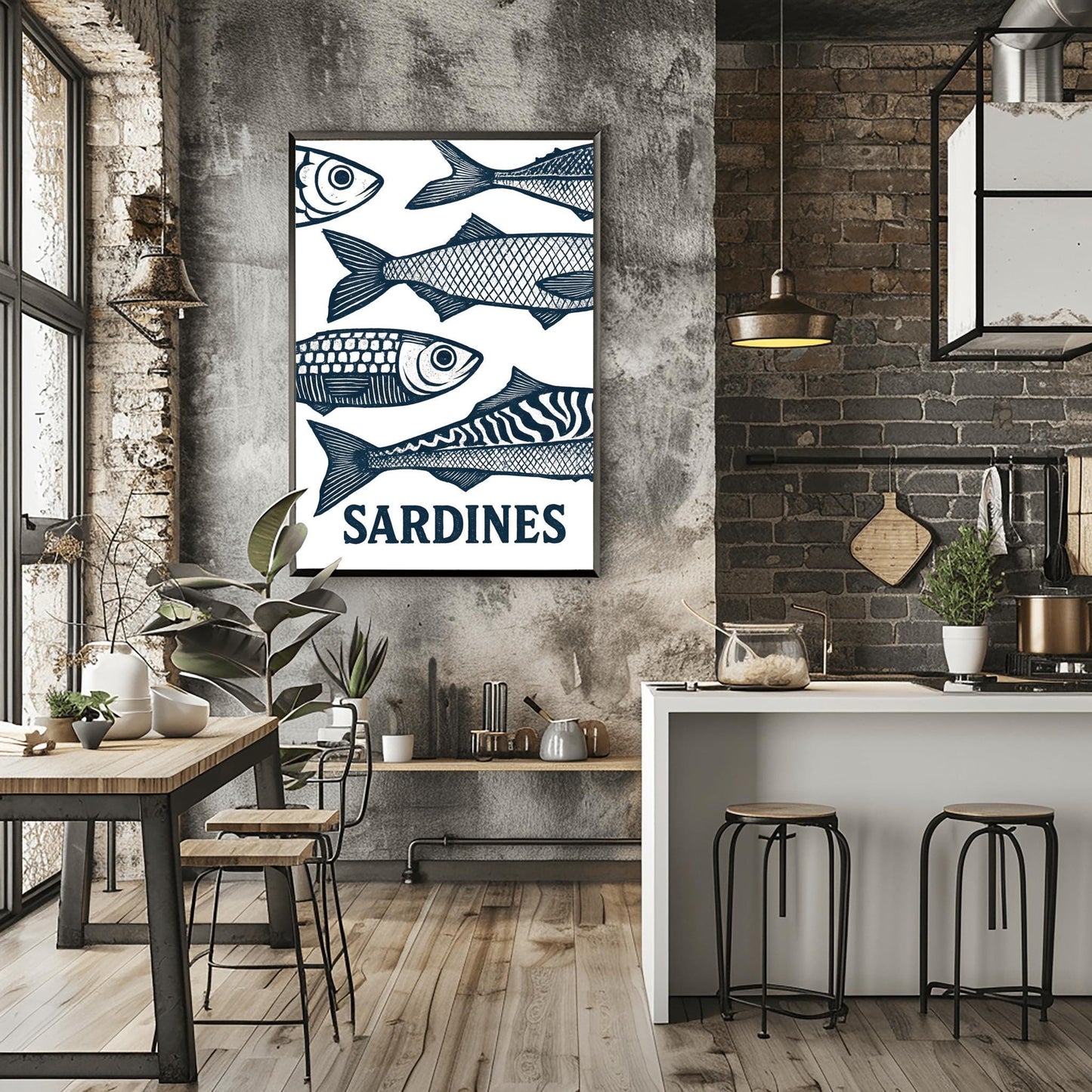 Sardines Poster, Retro Sardines Wall Art, Fish Print, Retro Kitchen print, Kitchen Wall Art, Fish Wall Art, Retro Decor, Kitchen Wall Art