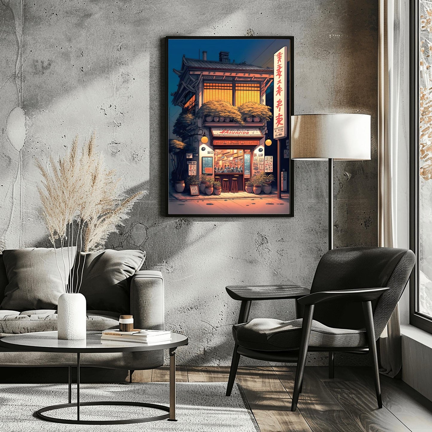 Anime House Poster – Evening Ramen Shop Japanese Print, Modern Tokyo Art, Home Decor, Wall Art, All Sizes, Gift
