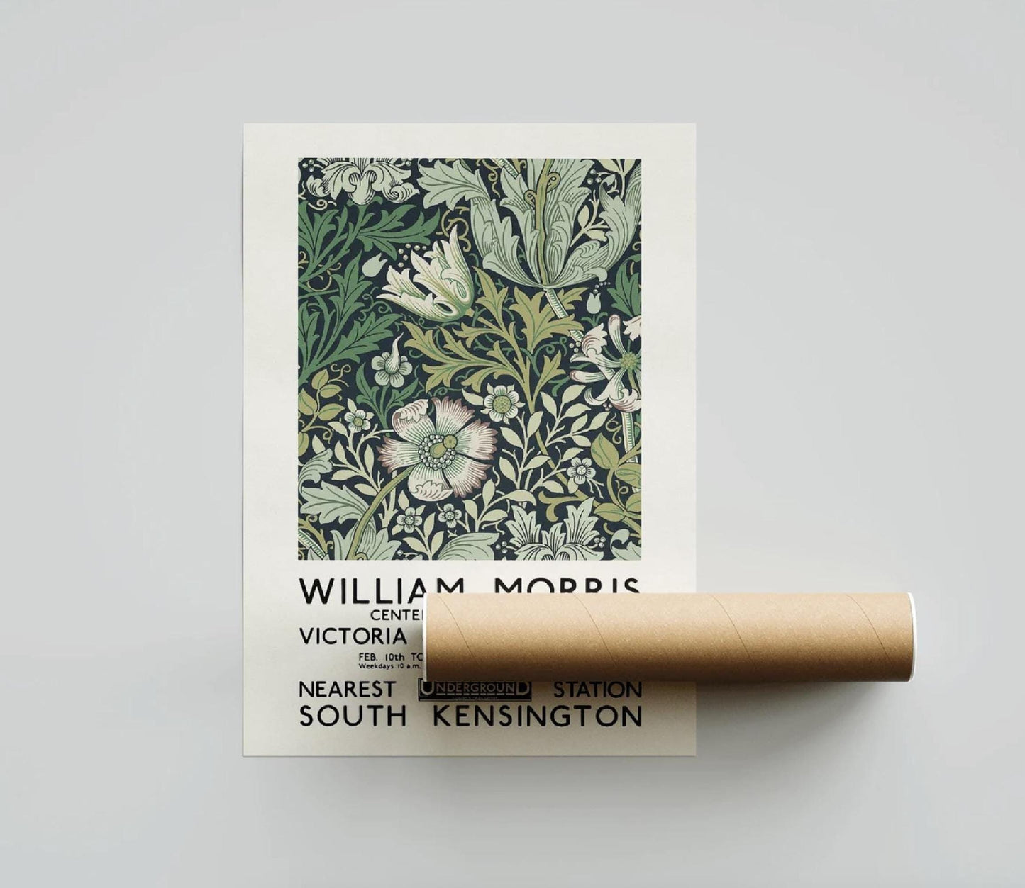 William Morris Exhibition Poster Art Nouveau Wall Art Print Victoria and Albert Museum Home Decor Morris Flower Pattern