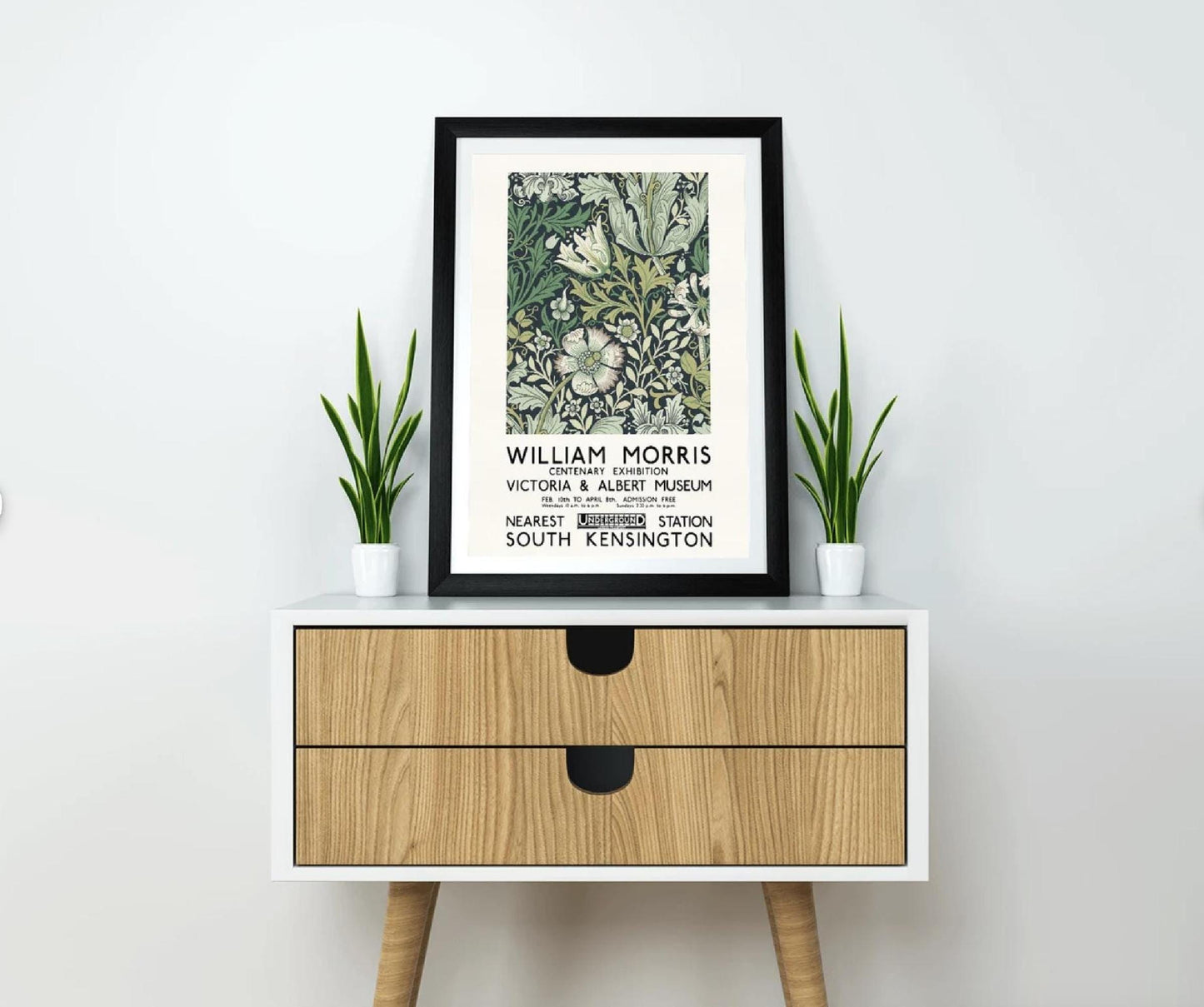William Morris Exhibition Poster Art Nouveau Wall Art Print Victoria and Albert Museum Home Decor Morris Flower Pattern
