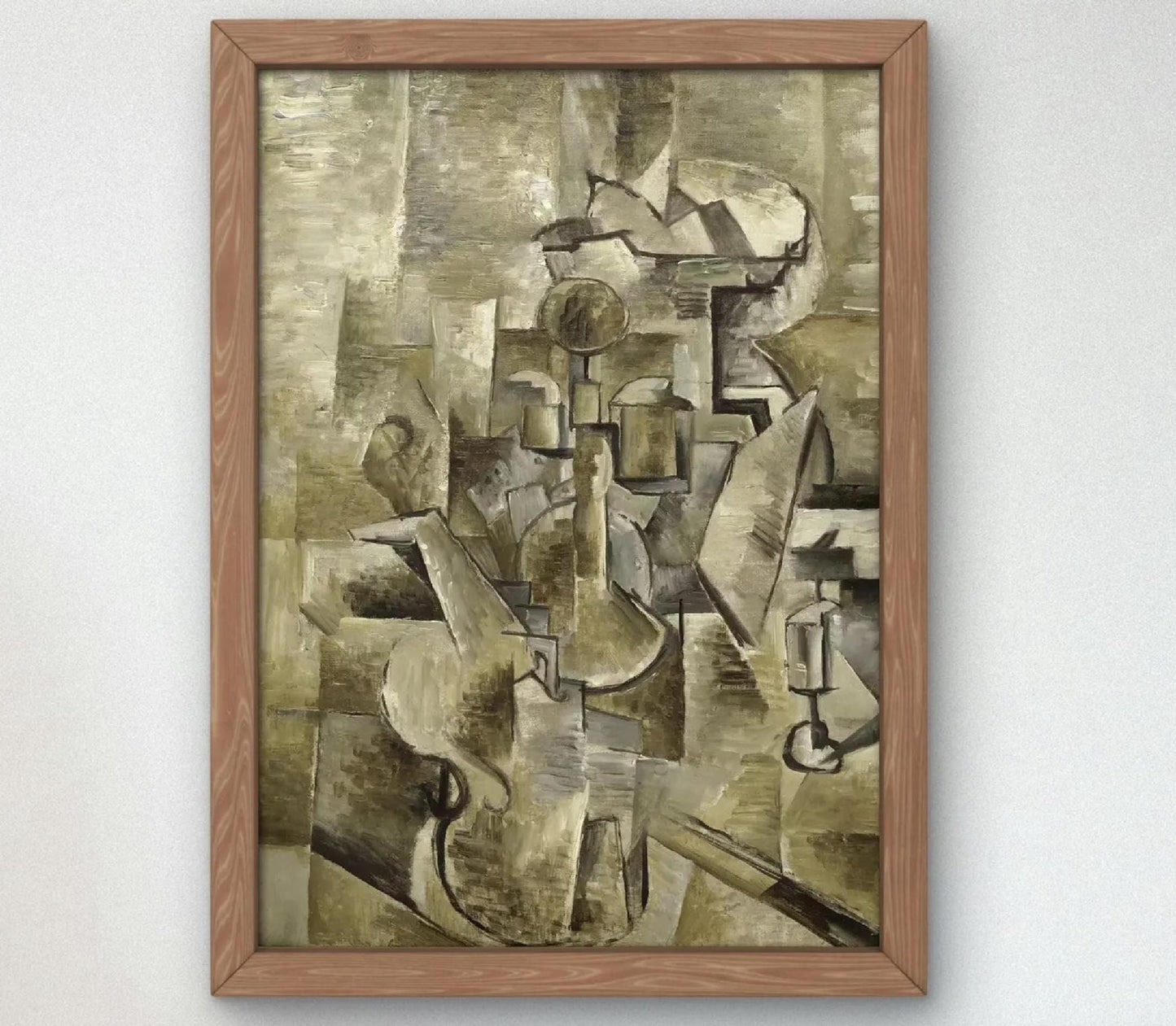 Violin and Candlestick Art Print by Georges Braque 1910, Museum Quality Oil Painting Reproduction, Wall Decor, Housewarming Gift