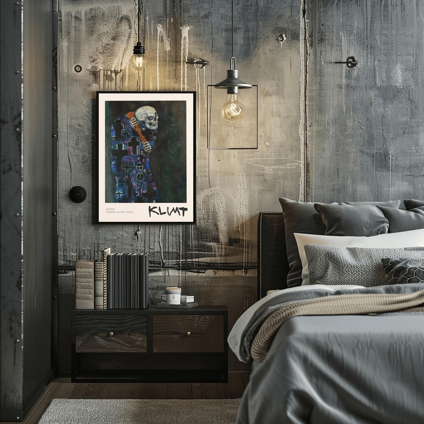 Gustav Klimt Death Print | Gothic Halloween Decor | Symbolism Art | Vienna Secession Poster | Famous Painting