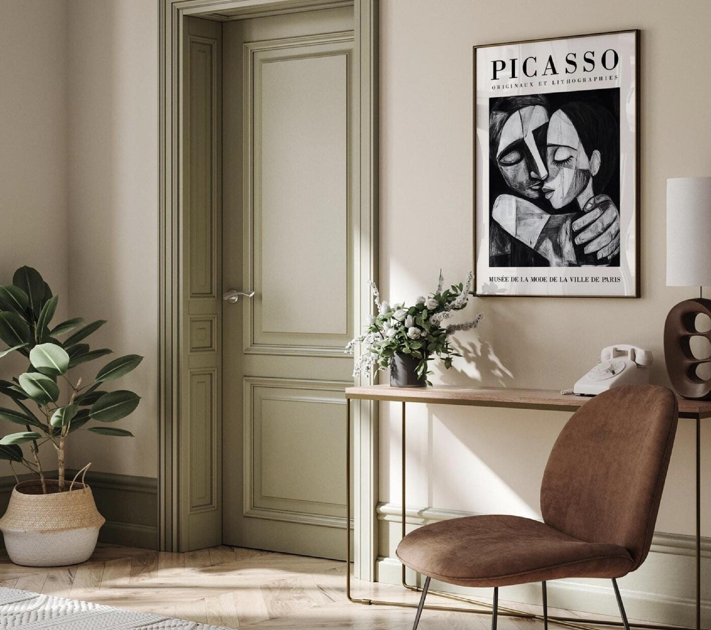 Picasso Hug Exhibition Wall Art Poster, Abstract Minimalist Print, Famous Artist Gallery Decor, Modern Housewarming Gift Idea