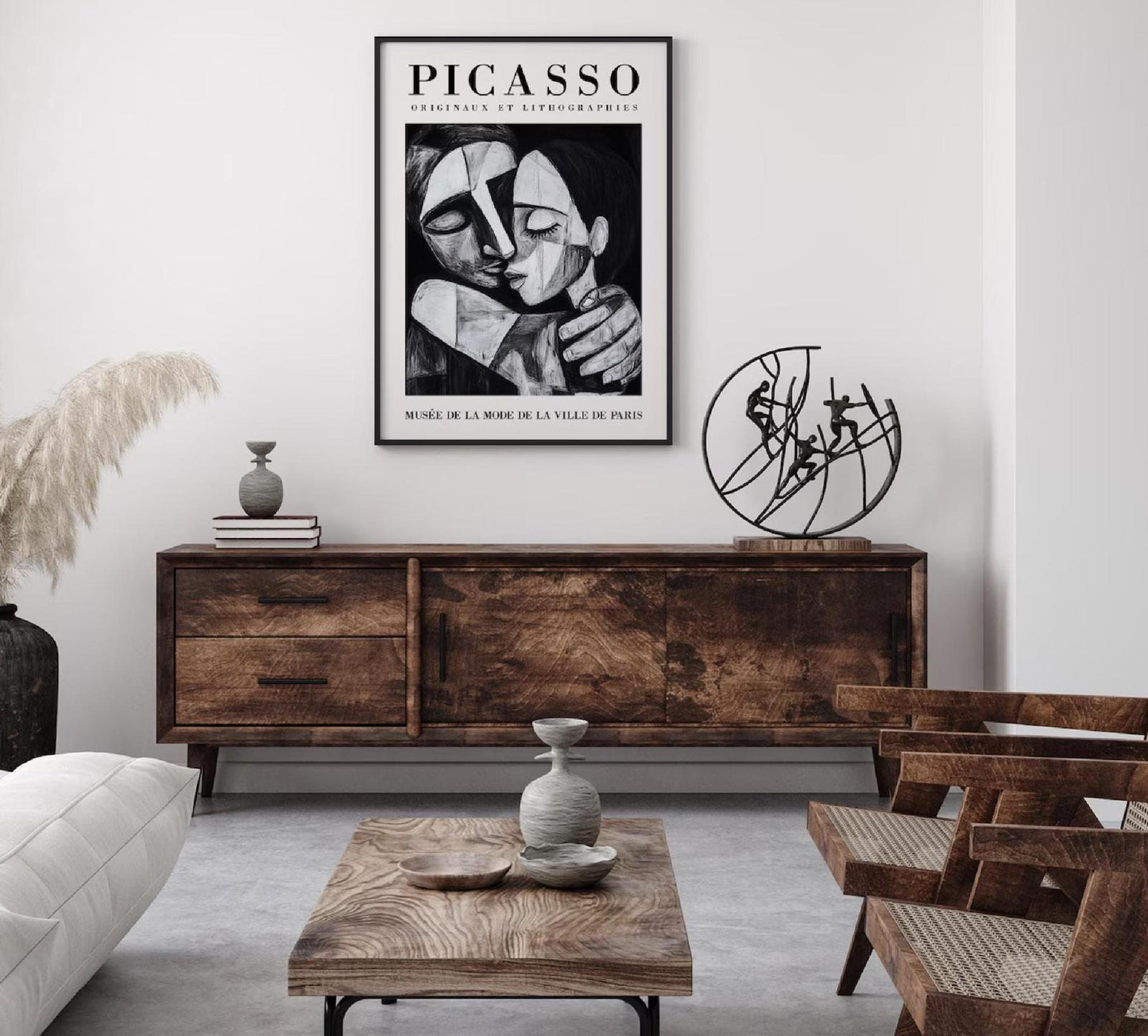 Picasso Hug Exhibition Wall Art Poster, Abstract Minimalist Print, Famous Artist Gallery Decor, Modern Housewarming Gift Idea